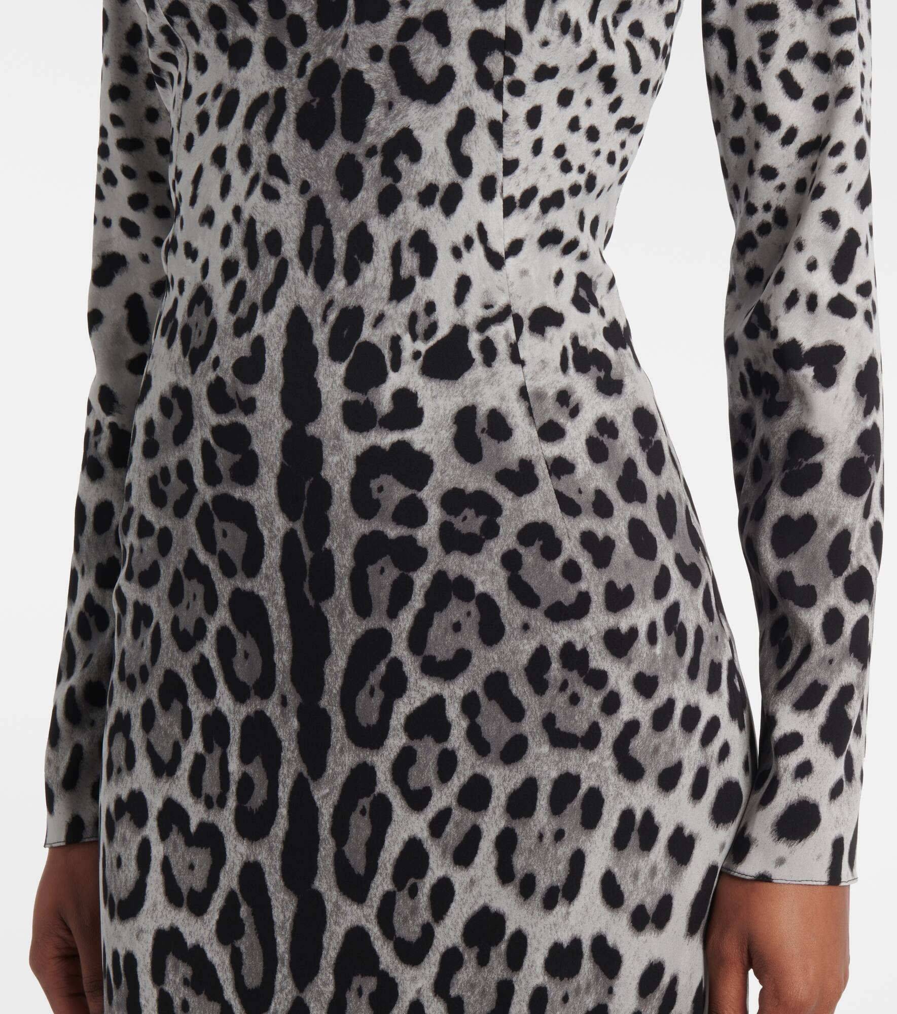 Leopard-print silk-blend midi dress - 5