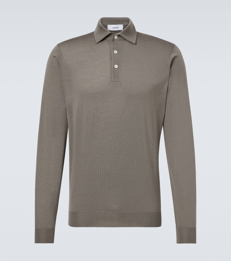 Ribbed-knit virgin wool polo shirt 1