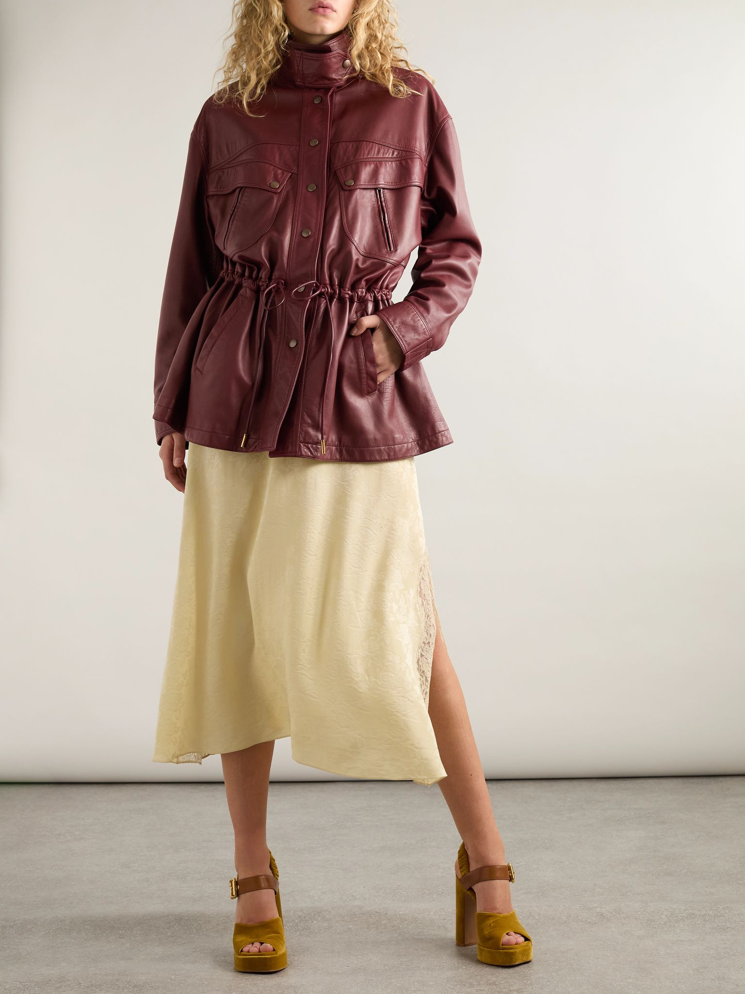 Leather jacket Burgundy - 2