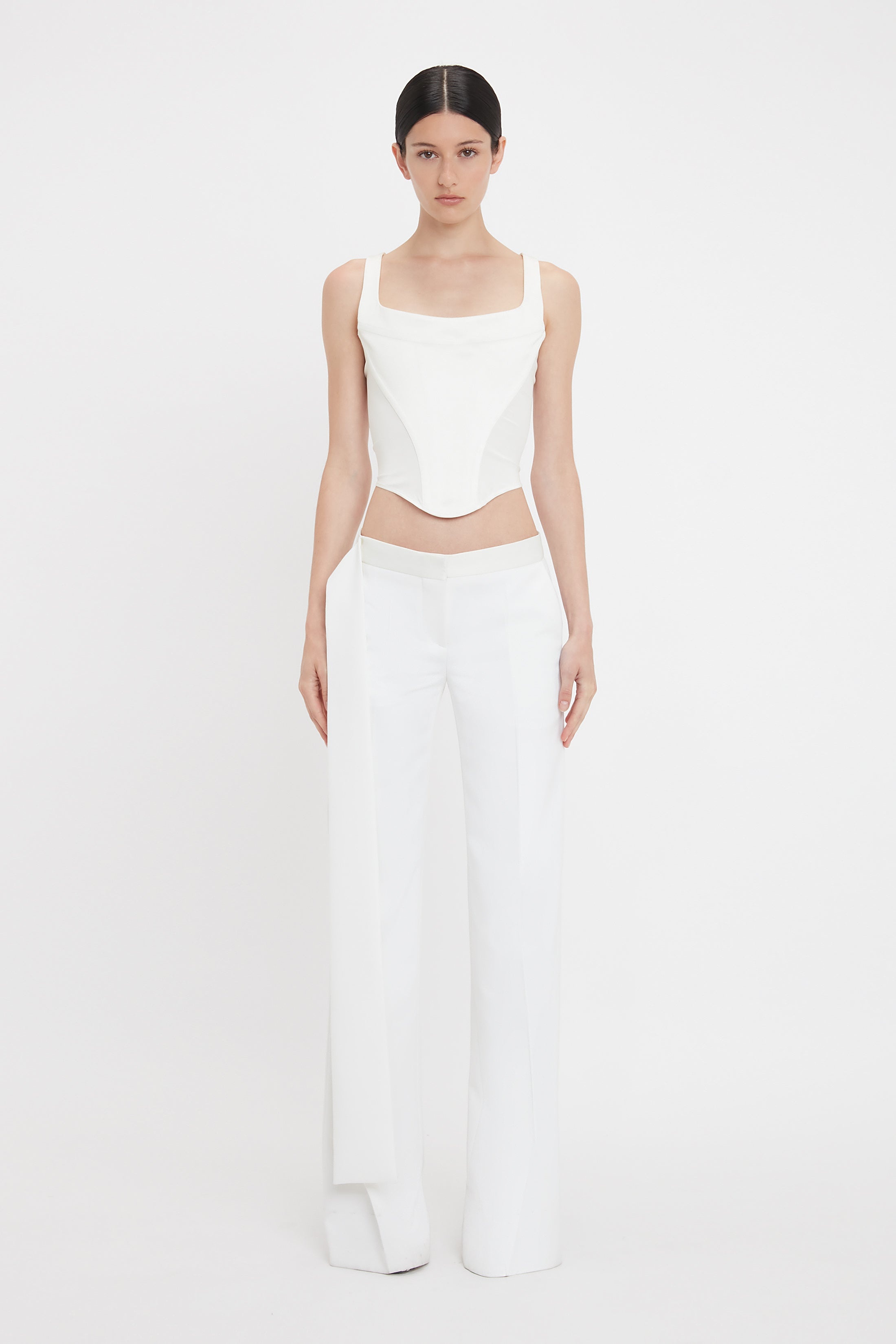 Side Panel Corset Top In Ivory - 2
