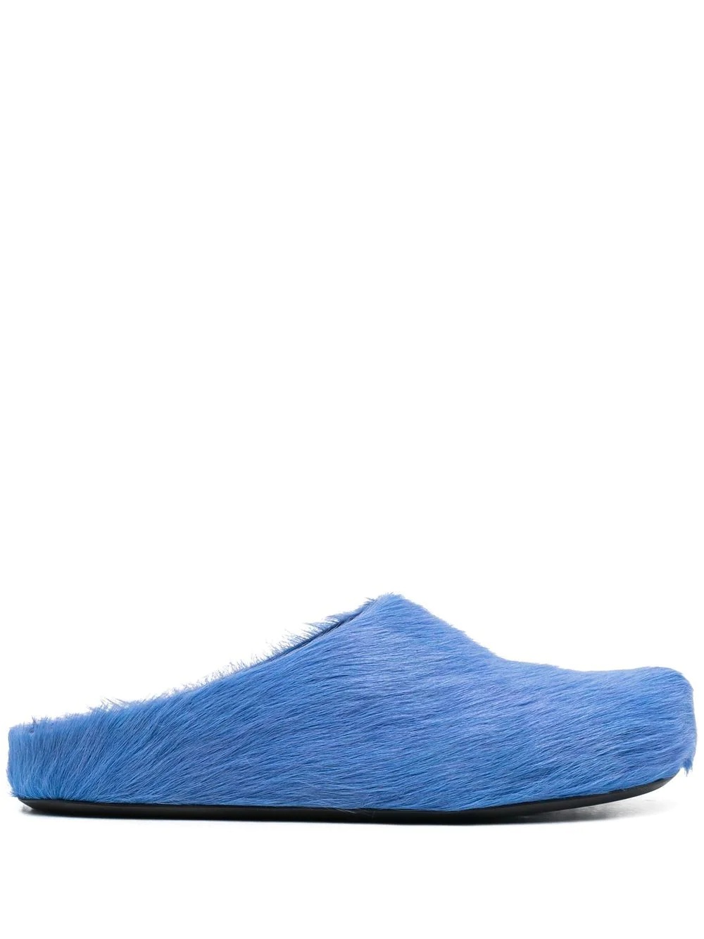 fur-trimmed sabot slippers - 1