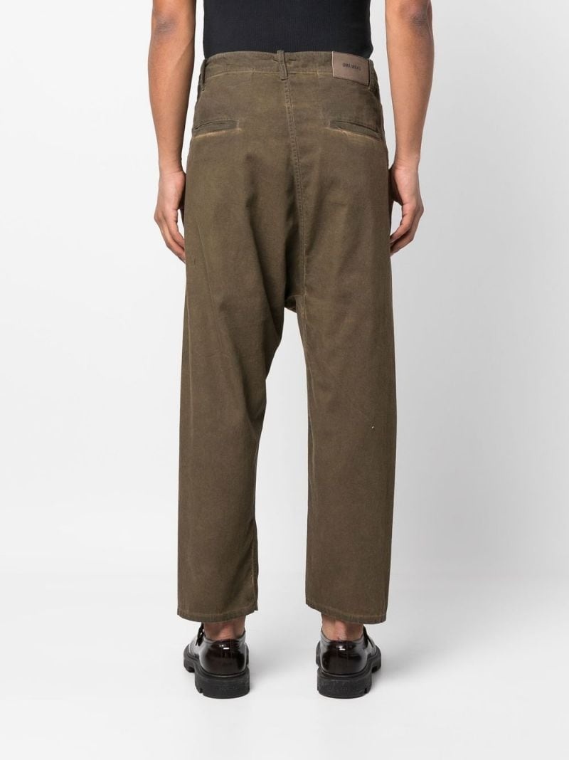 drawstring-waist drop-crotch trousers - 4
