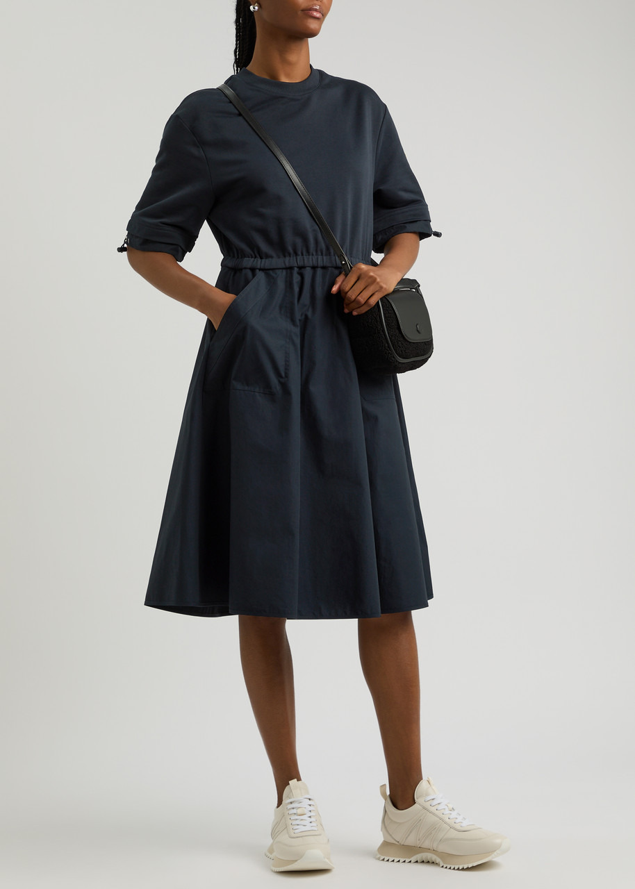 Moncler Abito Cotton and Woven Midi Dress - 4
