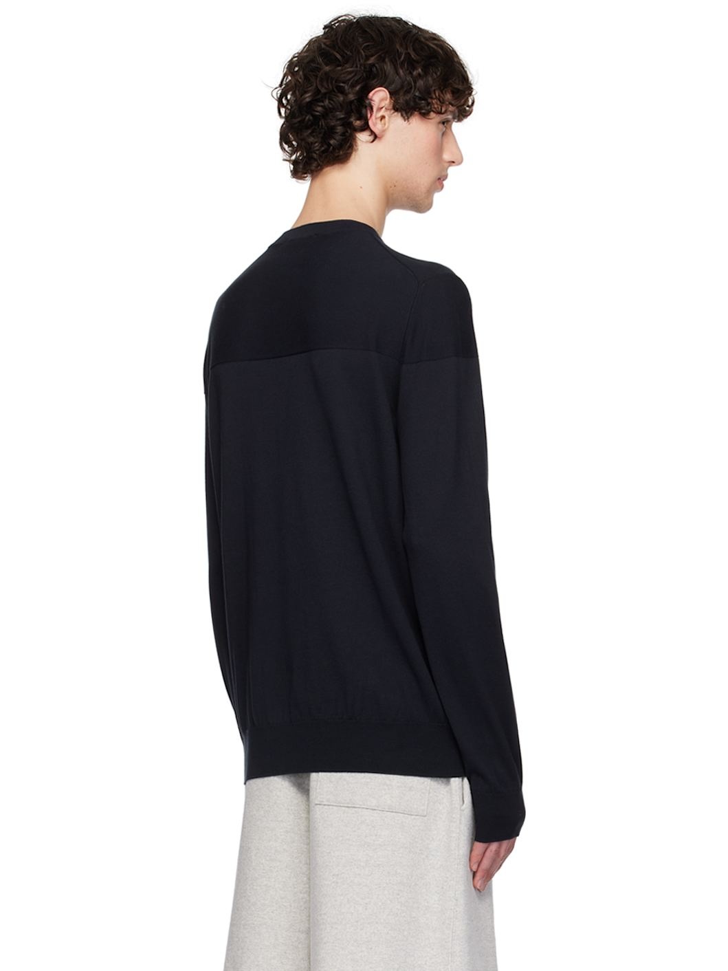 Navy Crewneck Long Sleeve T-Shirt - 3