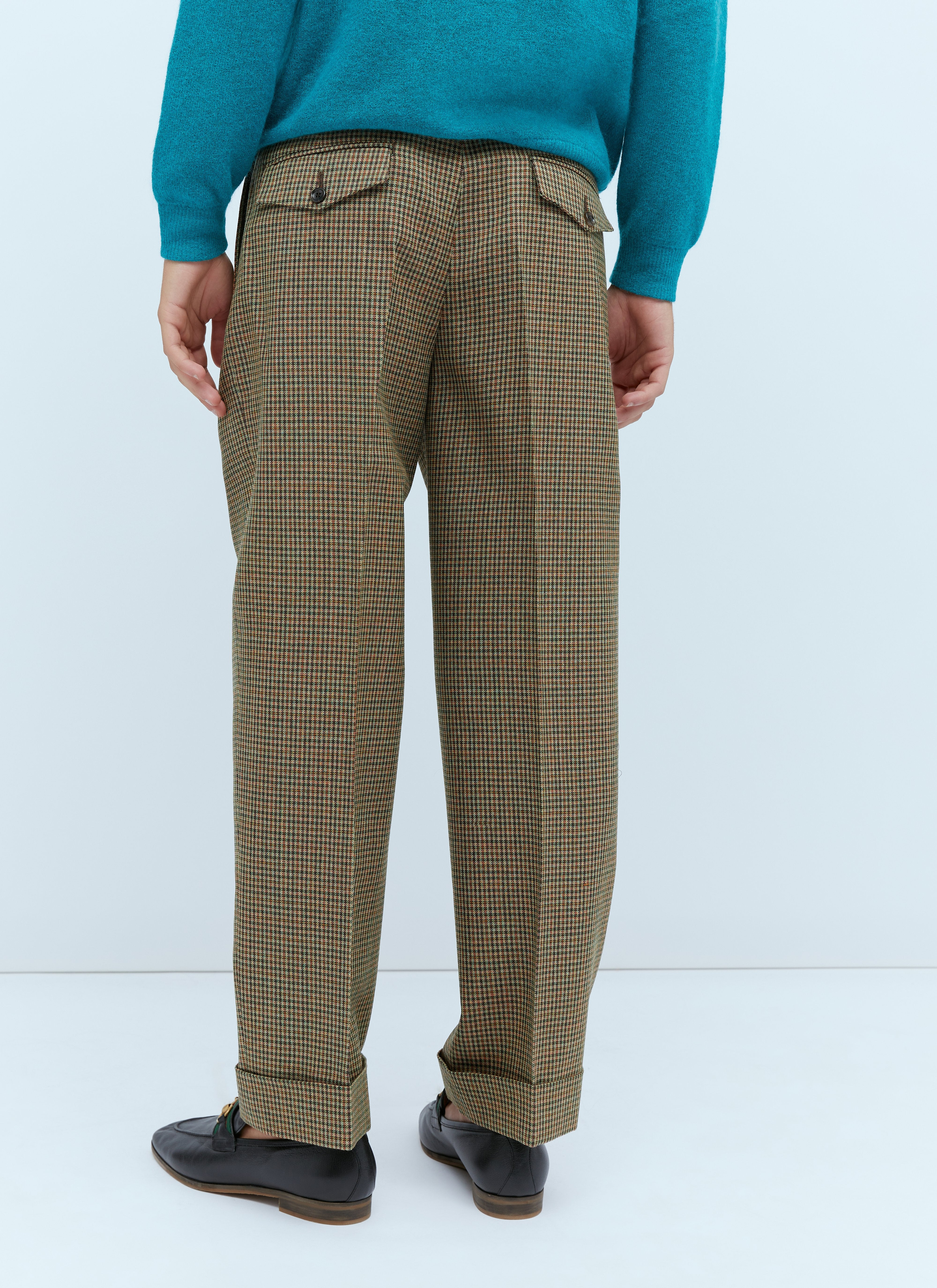 Gucci Men Check Wool Tailored Pants - 5