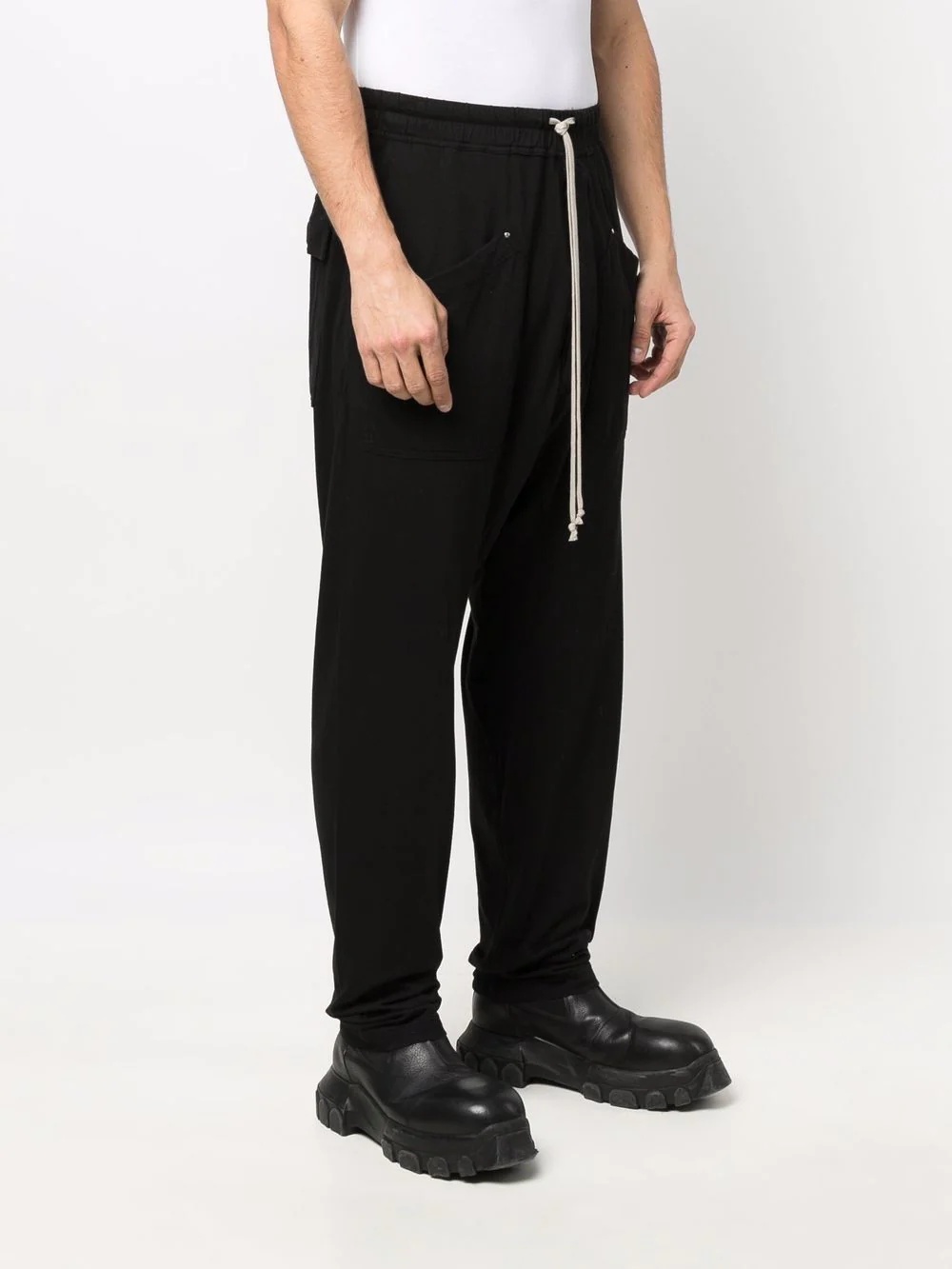 drop-crotch drawstring cotton trousers - 3