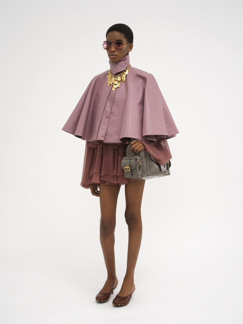 MINI CAPE DRESS IN SILK MOUSSELINE 6