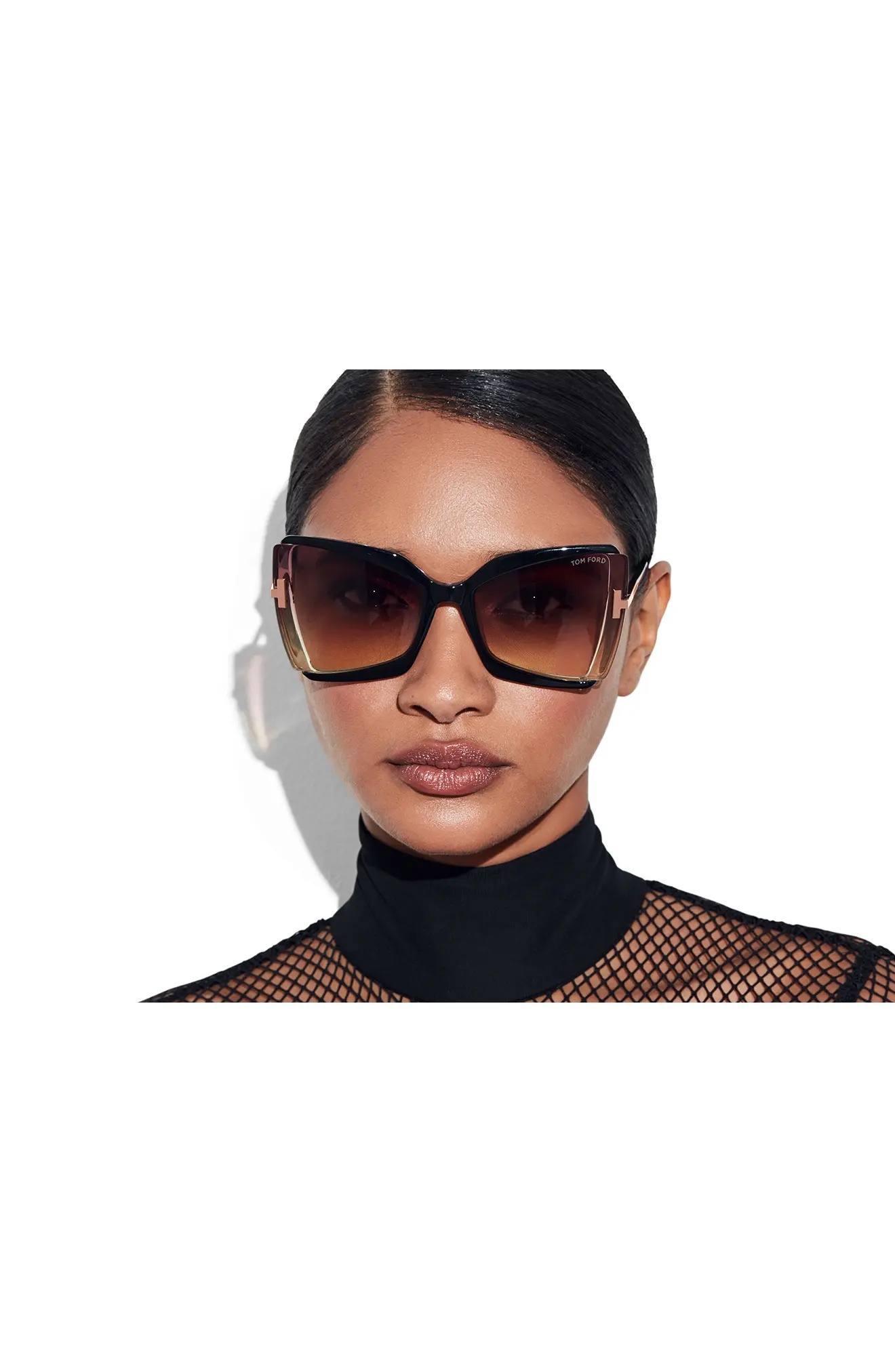 Gia 63mm Oversize Butterfly Sunglasses in Black & Crystal /Sunset - 3