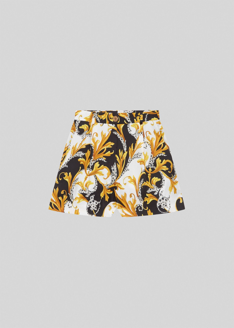 Acanthus Print Silk Twill Shorts 1