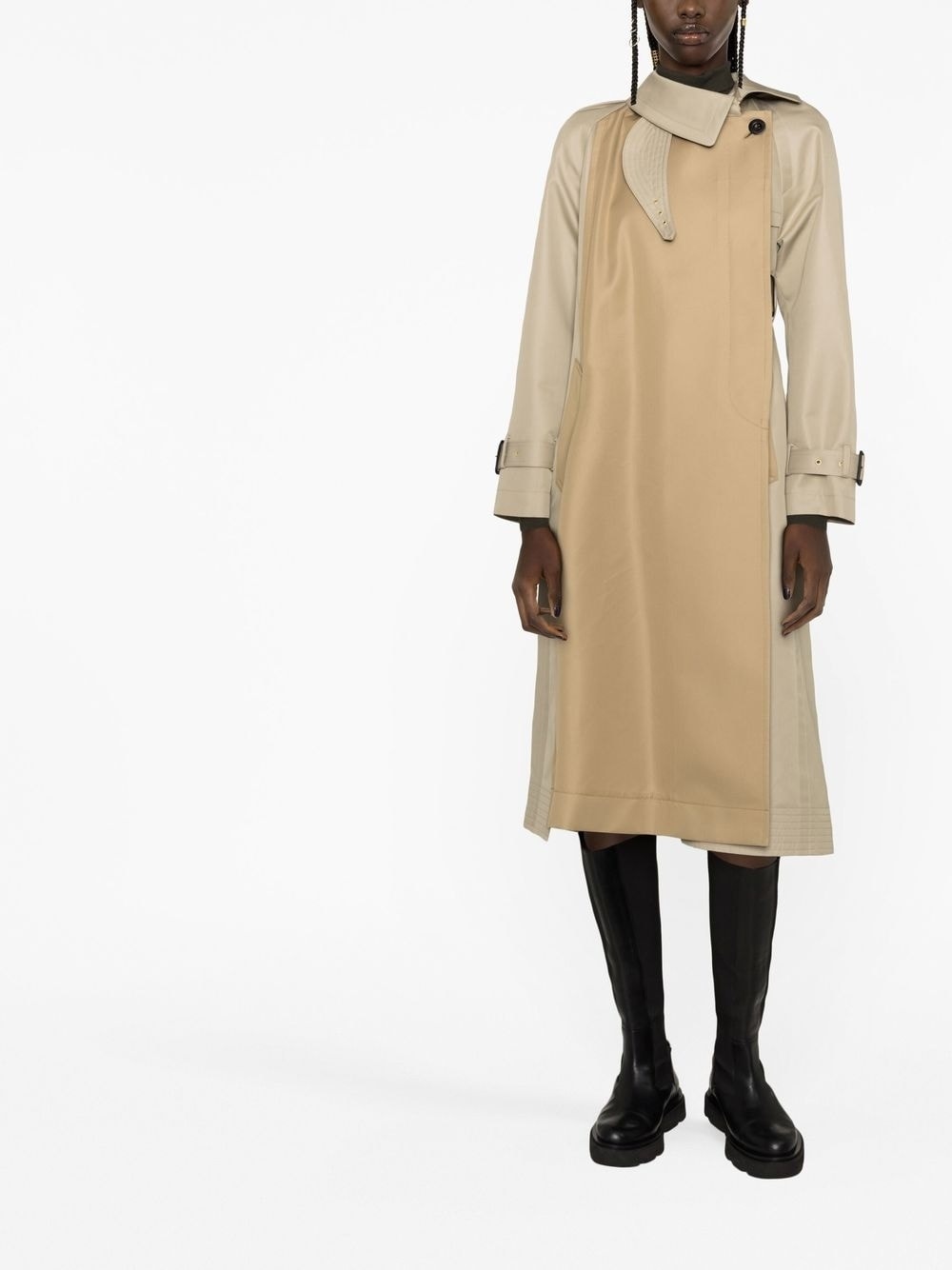 two-tone buttoned coat - 2