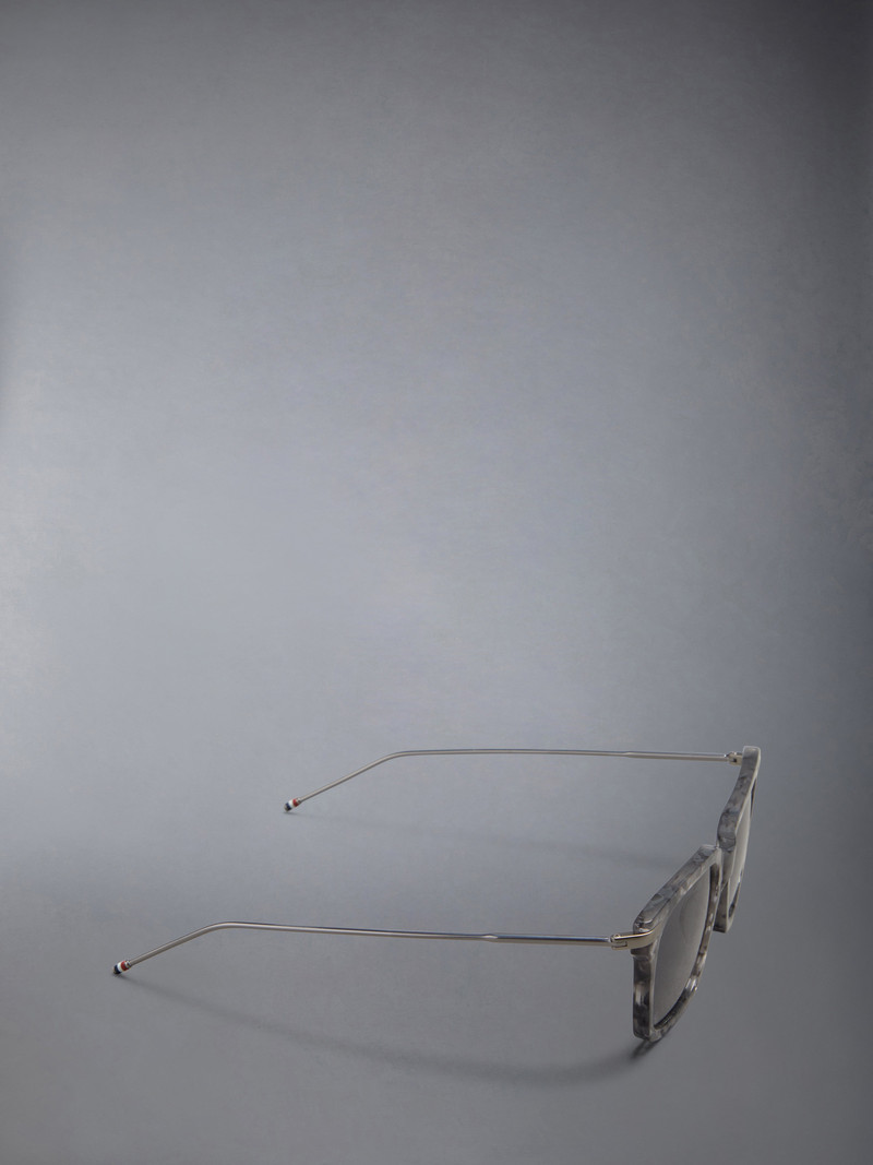 Thom Browne Tortoise Acetate And Titanium Rectangular Sunglasses outlook