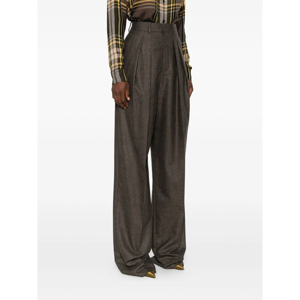 Saint Laurent Brown Trousers - High-Waisted Trousers Women - 5
