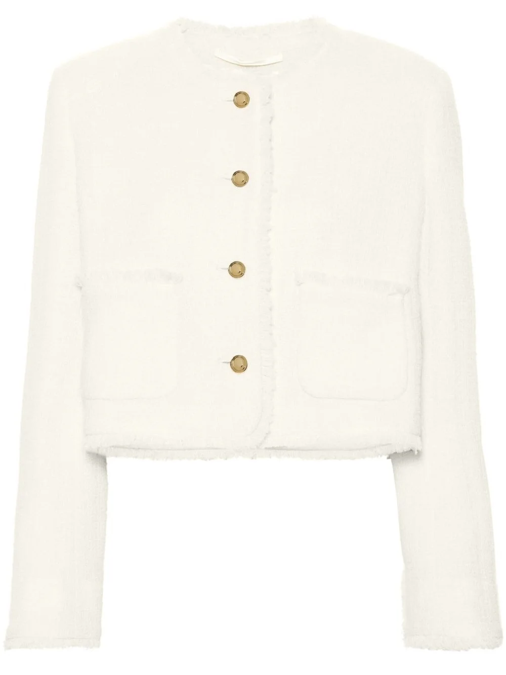 single-breasted tweed jacket - 1