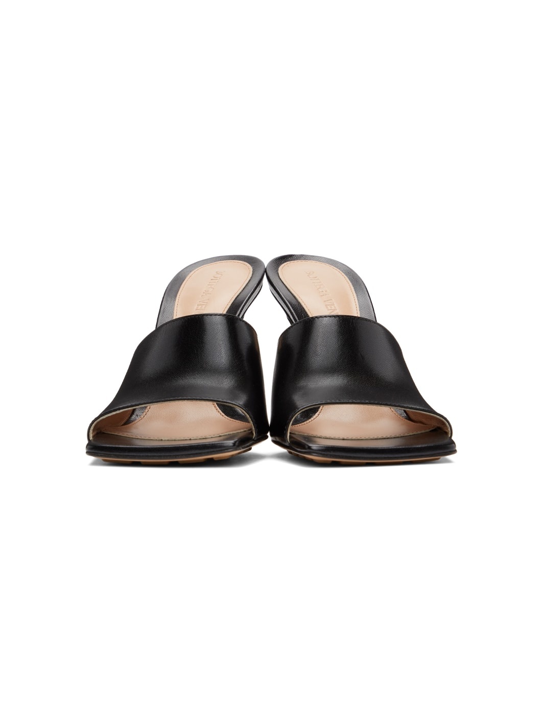 Black Stretch Heeled Mules - 2