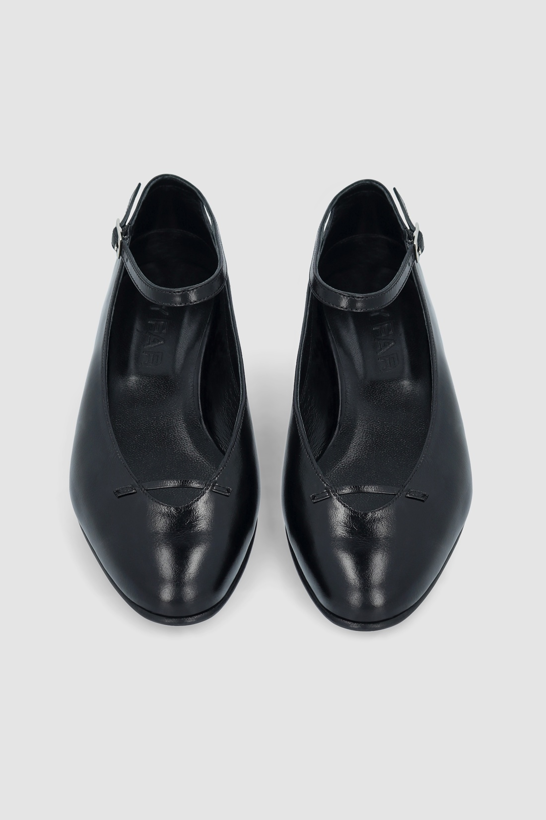 MARGOT BLACK CREASED CALF LEATHER FLAT - 3
