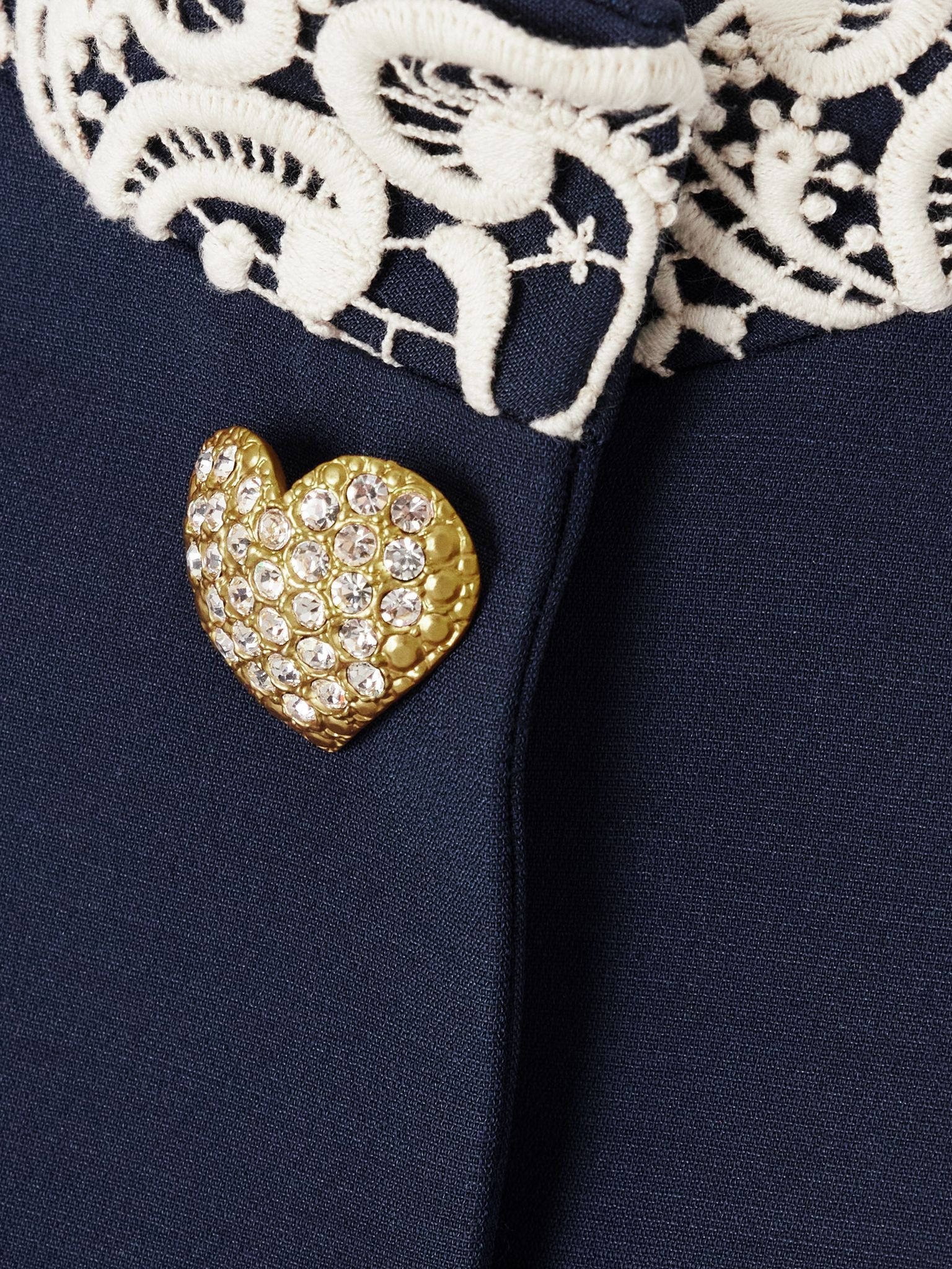 Guipure lace-trimmed wool and silk-blend twill jacket Navy - 5