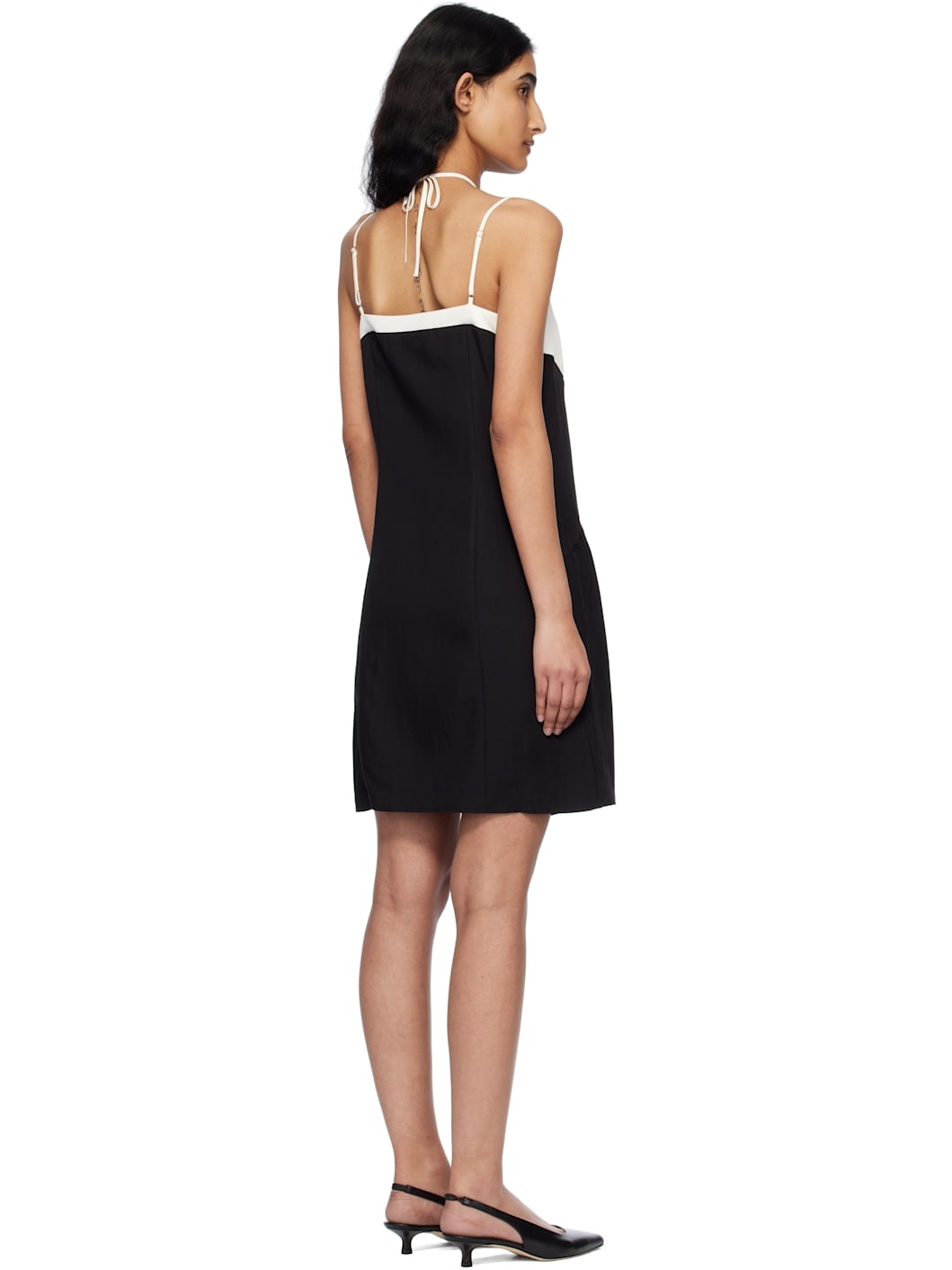 Black & Off-White Blocked Camisole Minidress - 3
