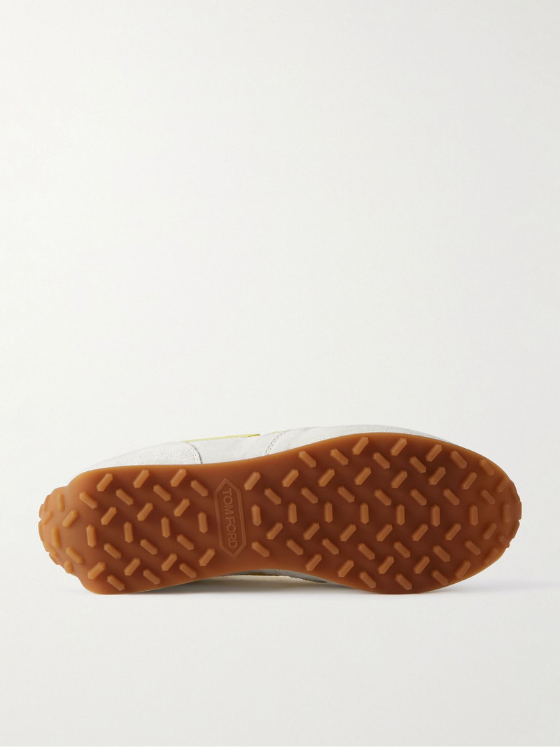 TOM FORD Mesh and Suede-Trimmed Leather Sneakers Yellow outlook