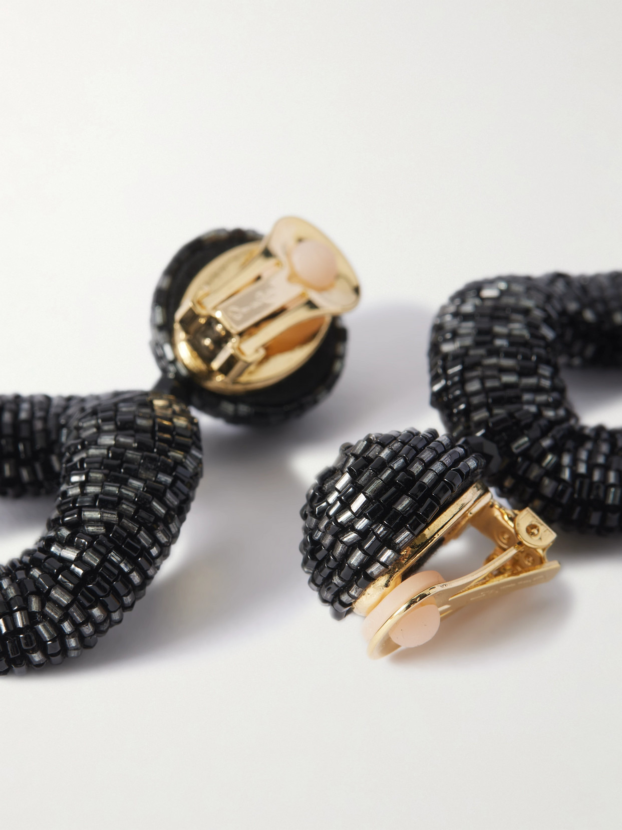Gold-tone Beaded Clip Earrings - 3