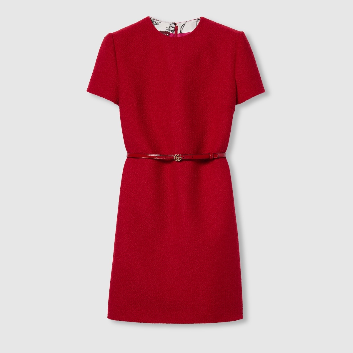 Mini wool bouclé belted dress - 1