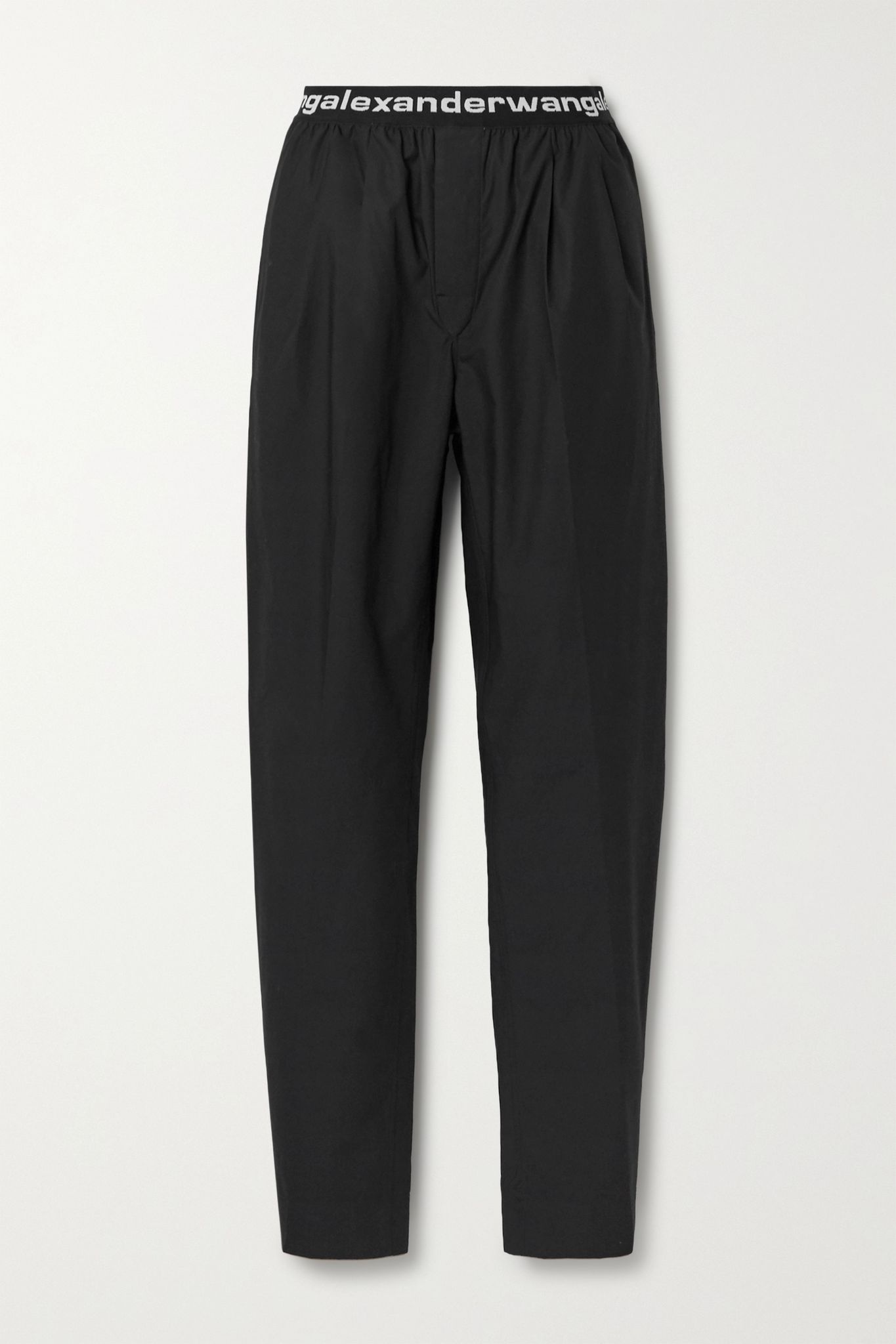 Jacquard-trimmed cotton-poplin straight-leg pants - 1