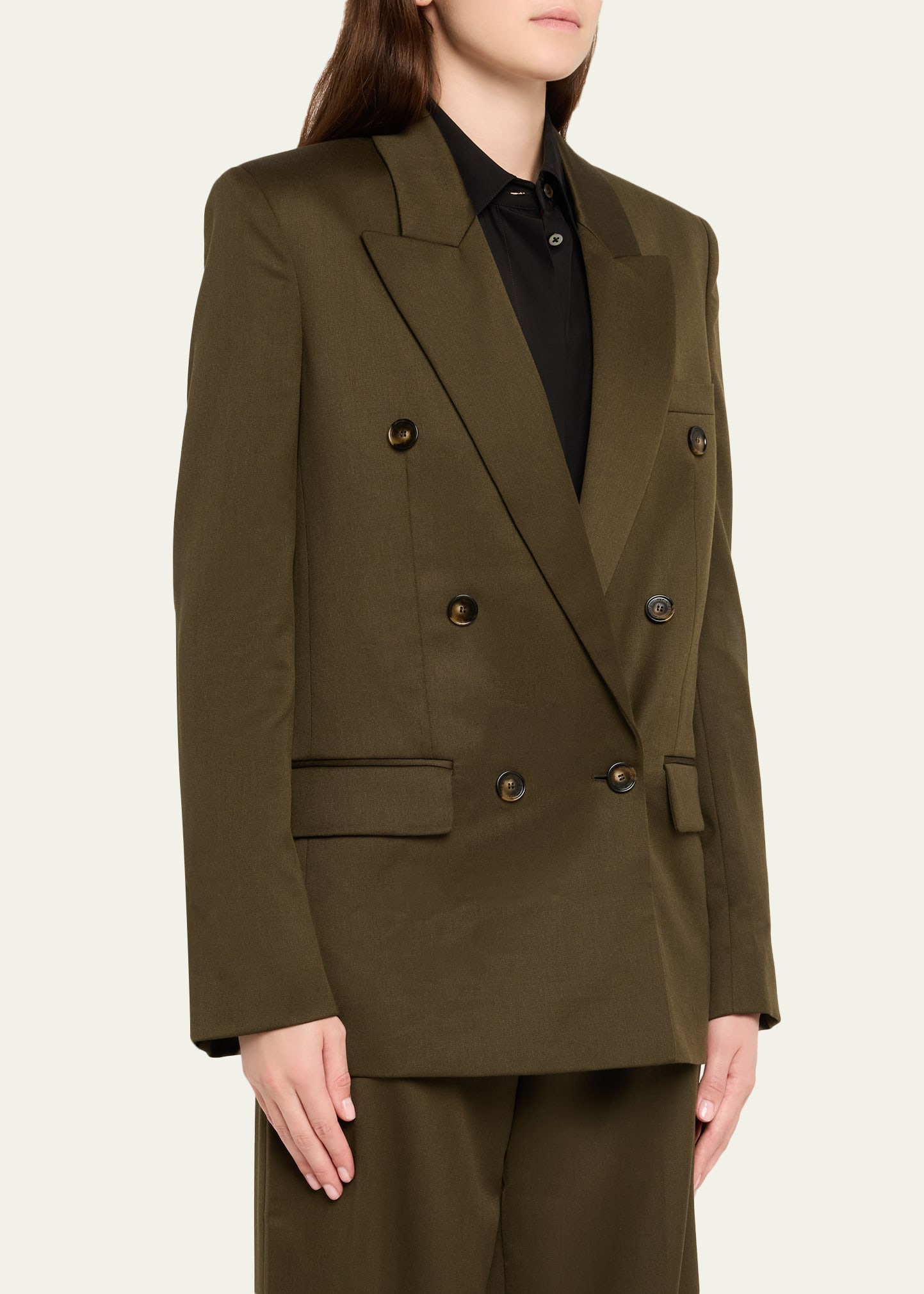 Shiny Wool Double-Breasted Jacket - 4