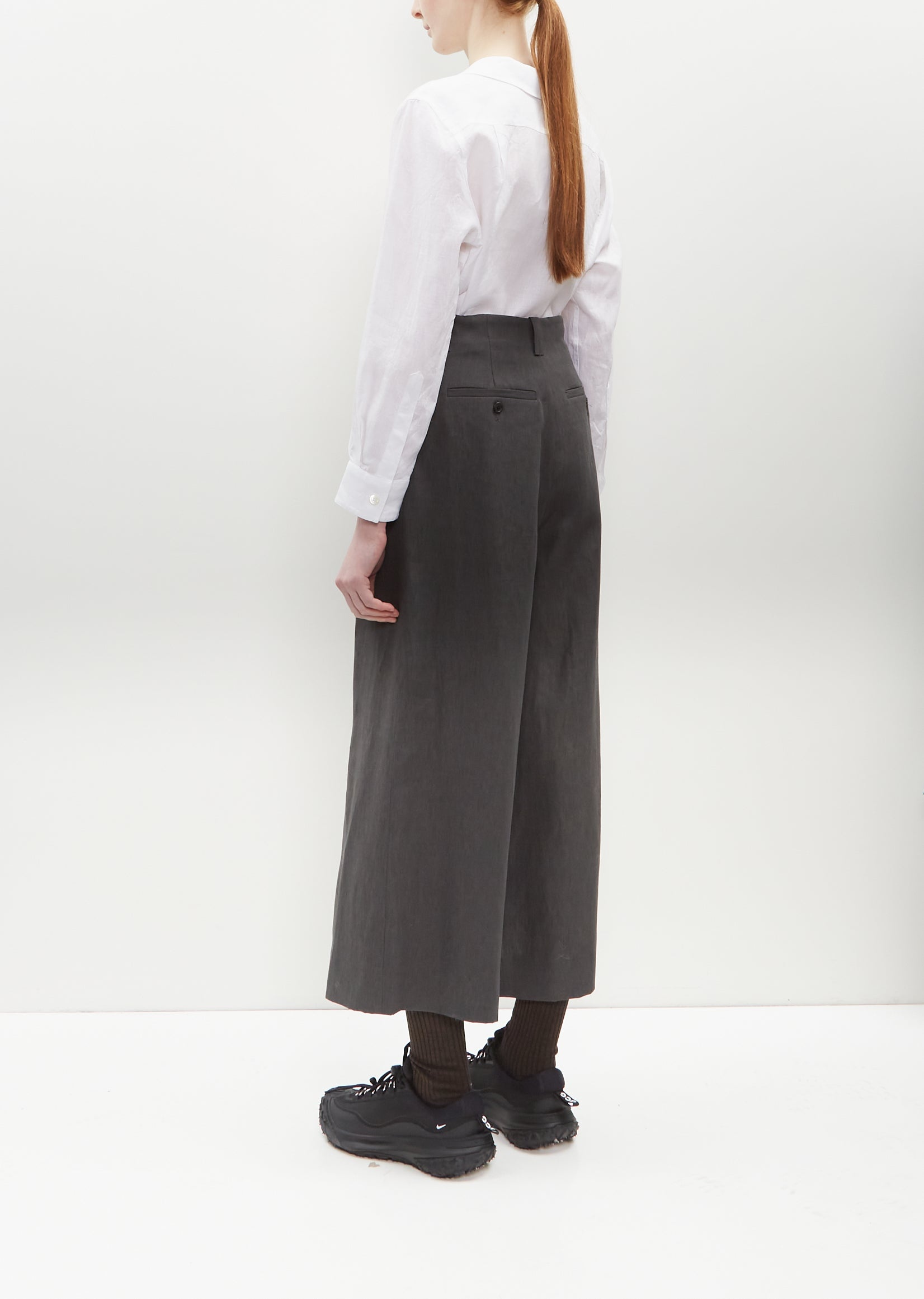 Flat Front Linen Culotte - 3