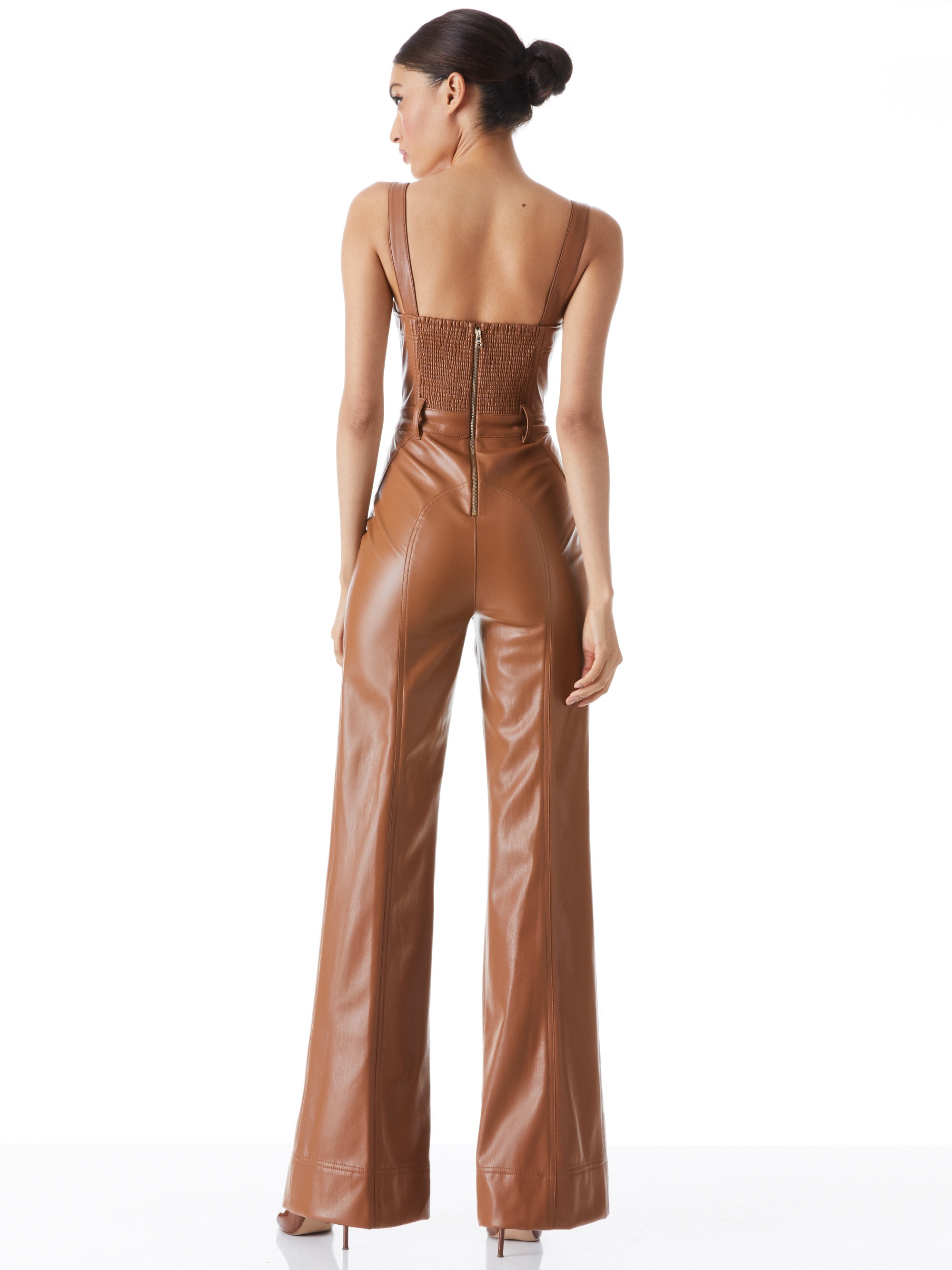 LINETTE VEGAN LEATHER SLEEVELESS JUMPSUIT - 3