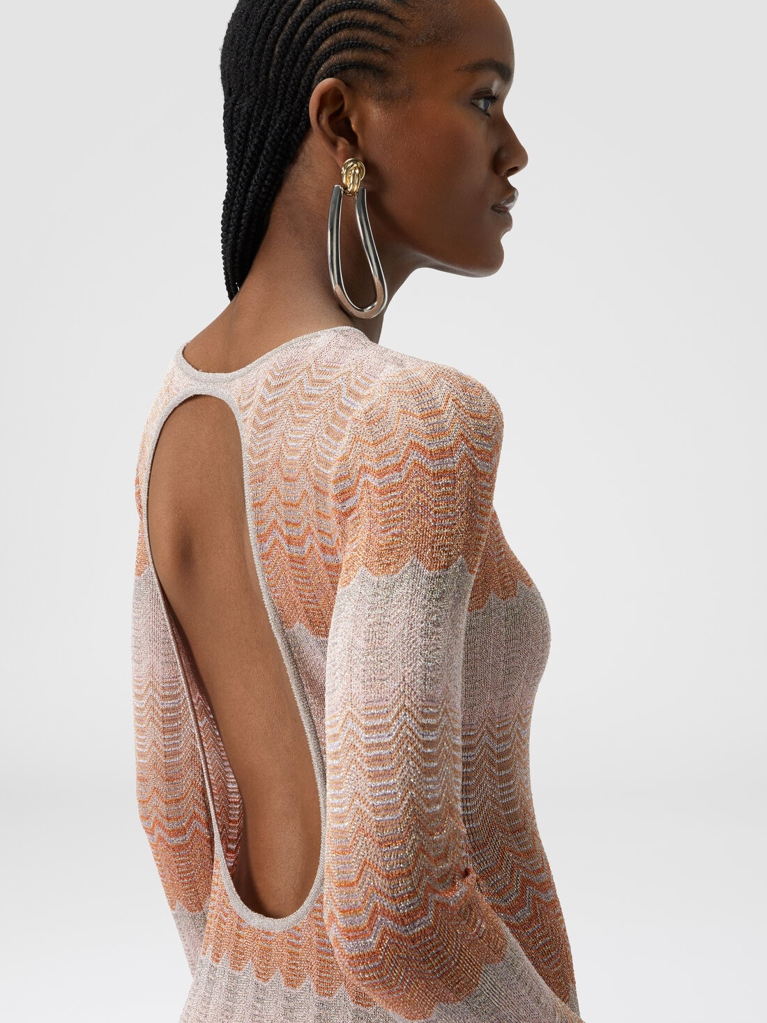 Long dress with lamé Greek motif - 5