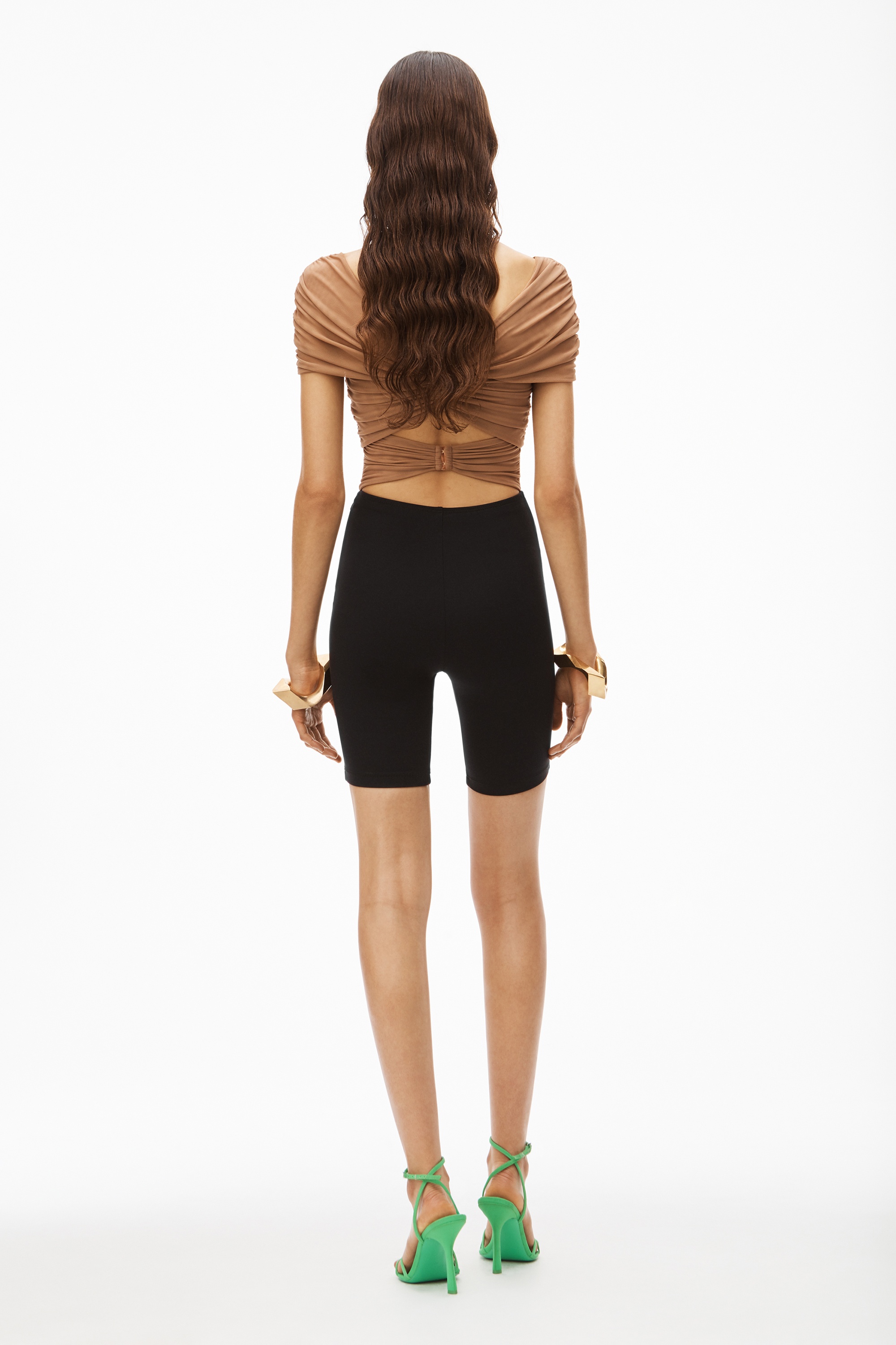 RUCHED CUTOUT TOP IN STRETCH MESH - 4