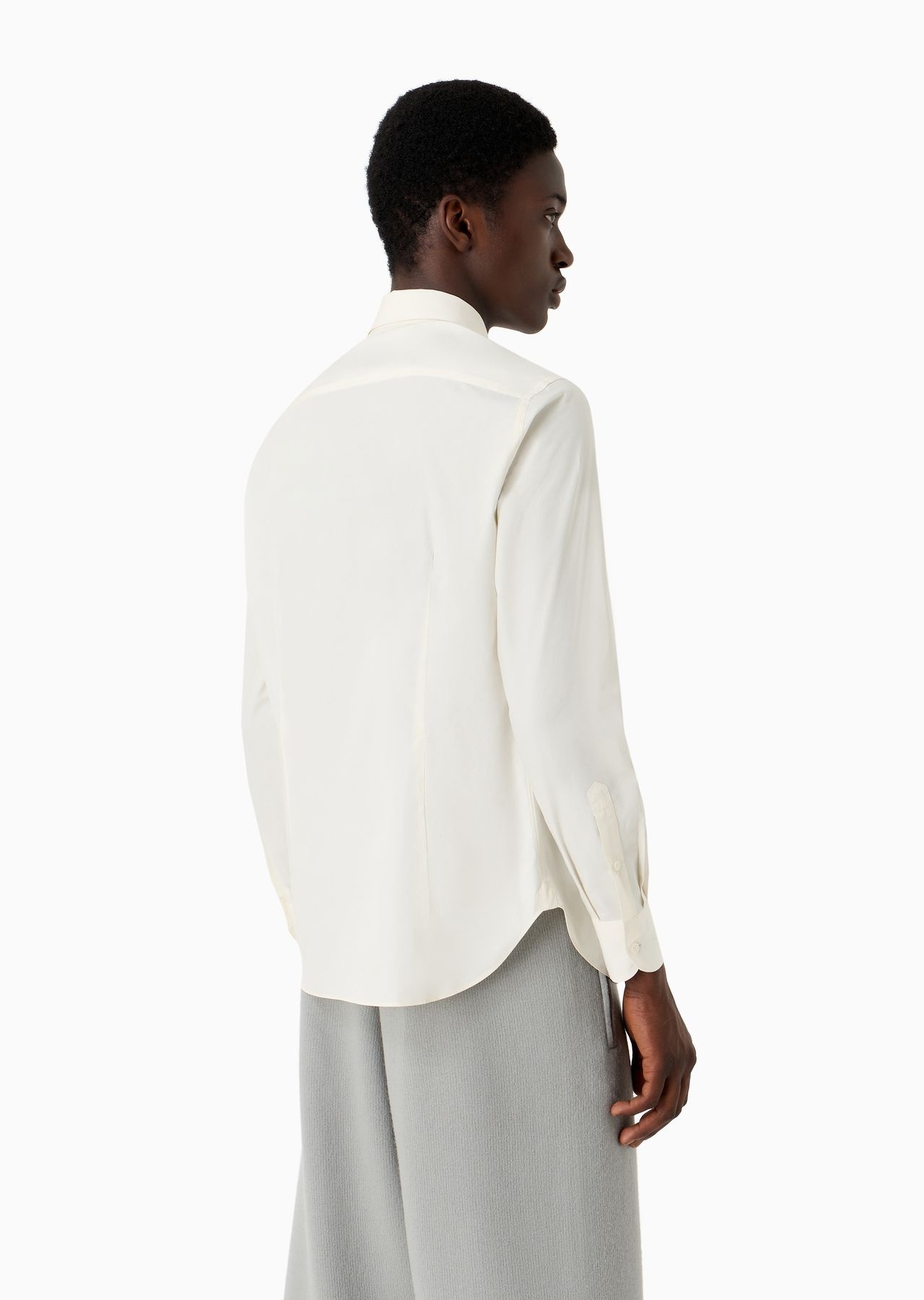 Cotton poplin shirt with embossed EA embroidery - 3