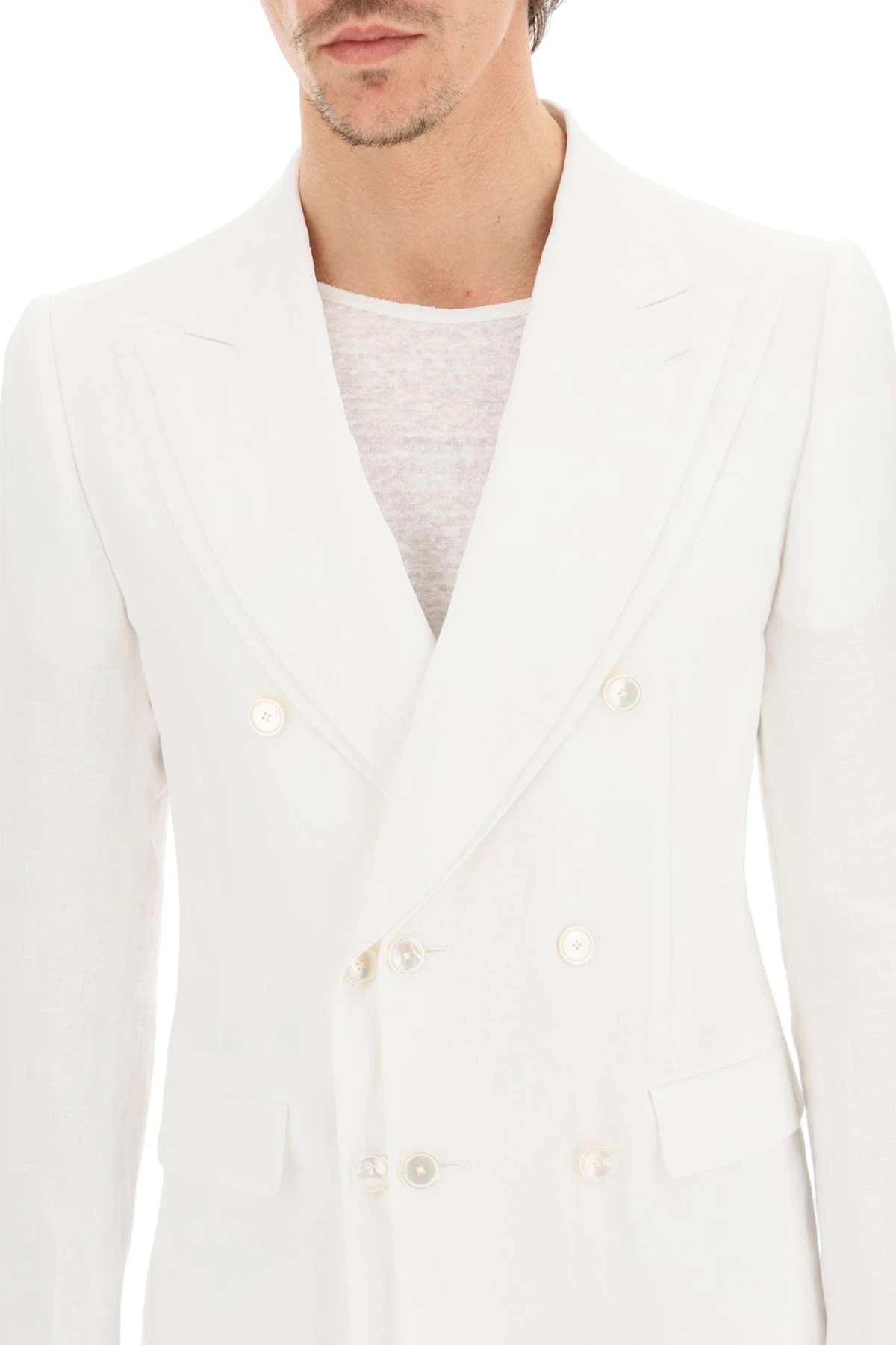 DOUBLE-BREASTED LINEN BLAZER - 5