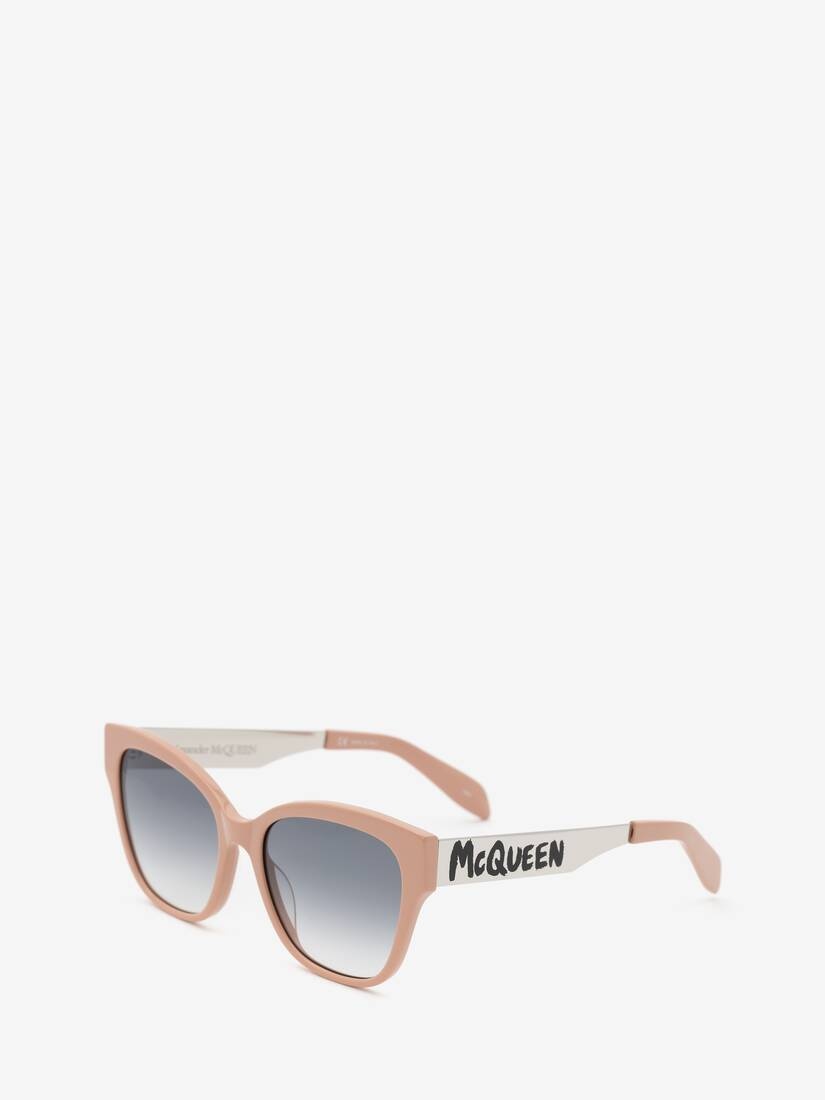 Women's McQueen Graffiti Cat-eye Sunglasses in Pink - 2