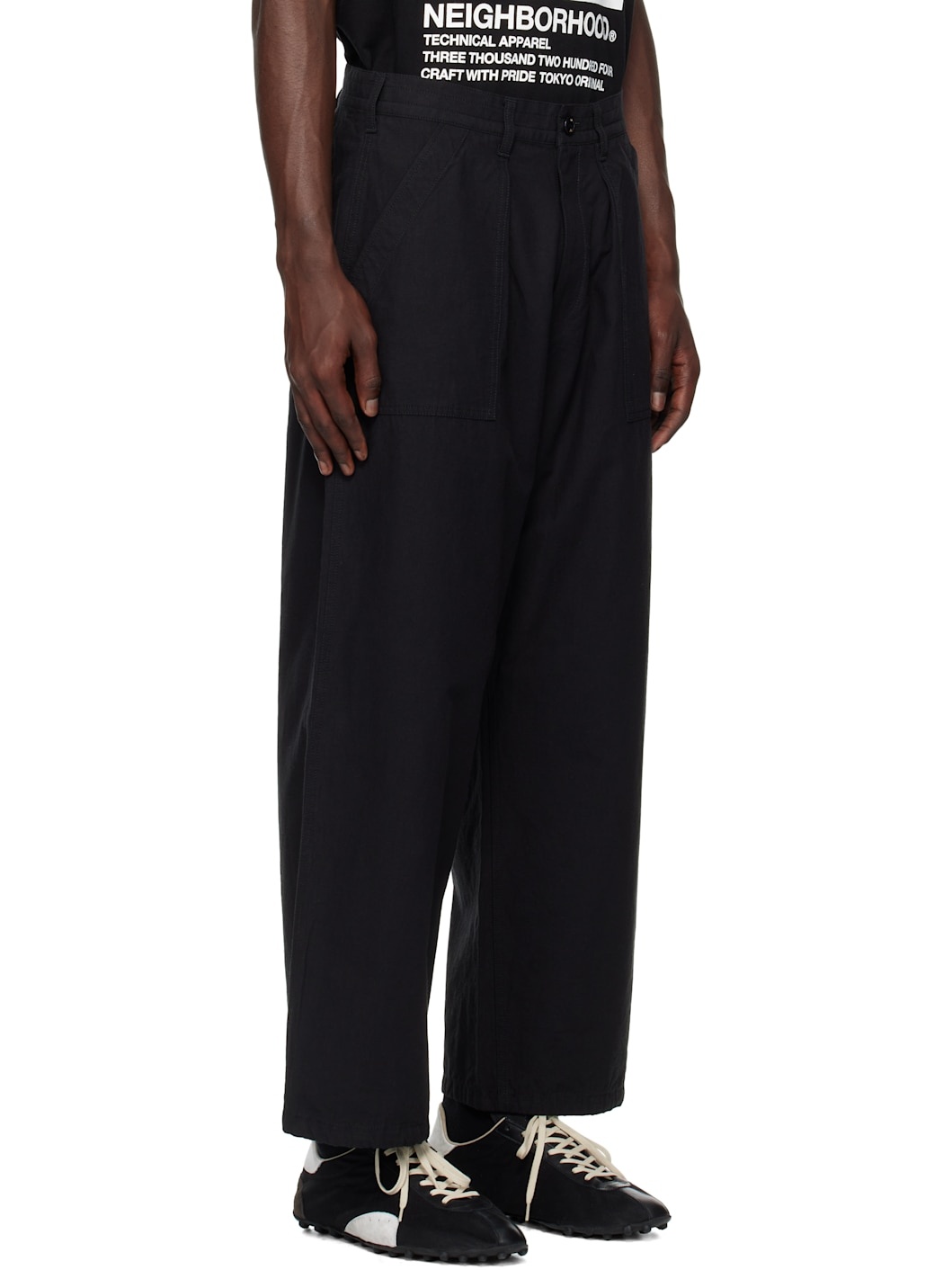 Black Wide Baker Trousers - 2