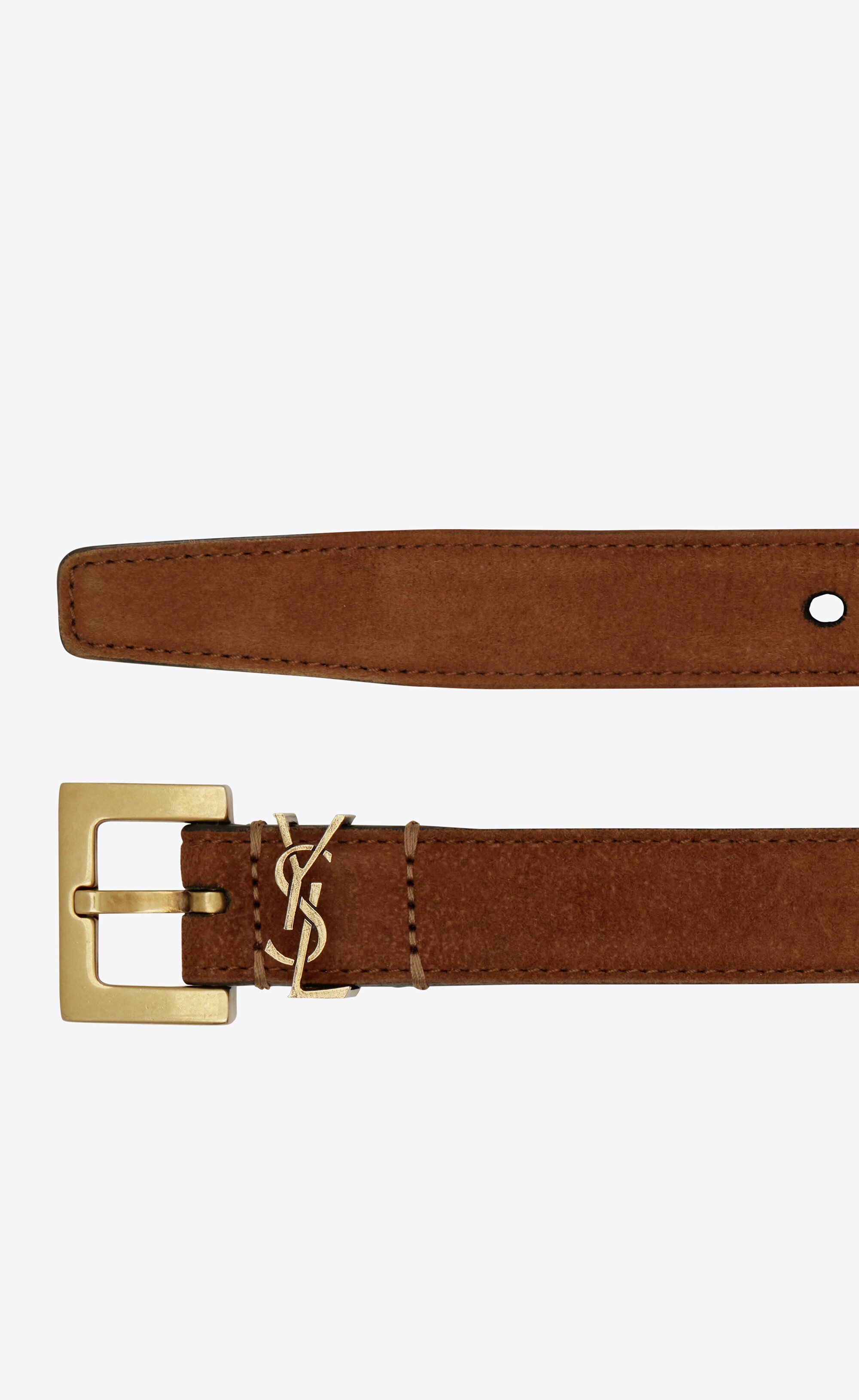 cassandre thin belt with square buckle in suede - 2
