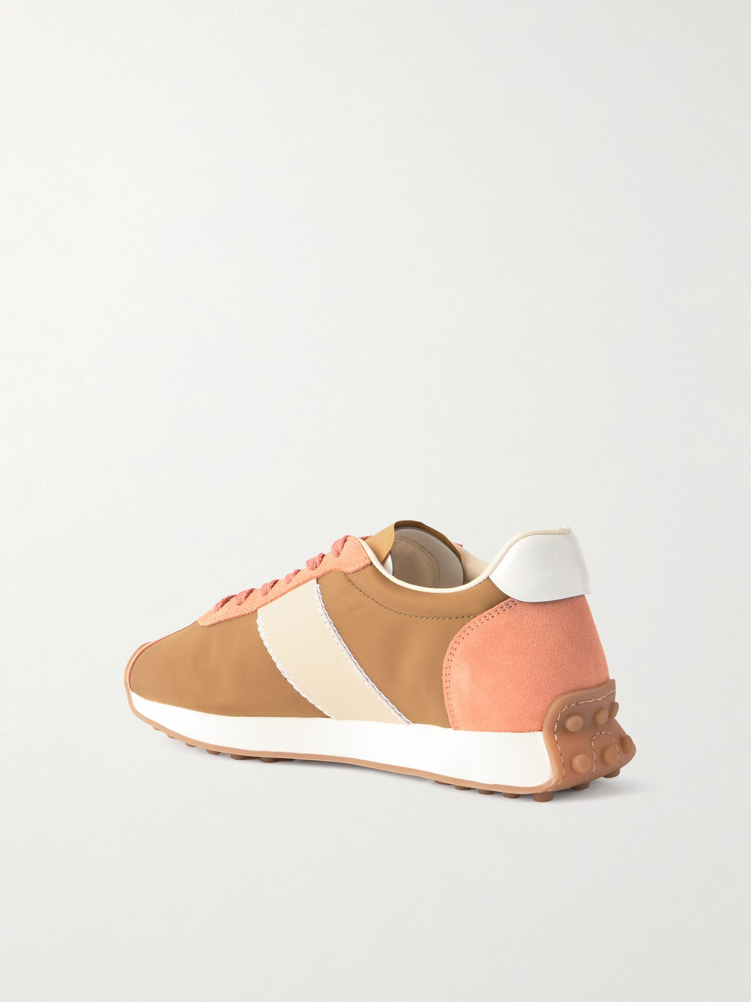 Sportivo Active leather and suede-trimmed shell sneakers Tan - 3