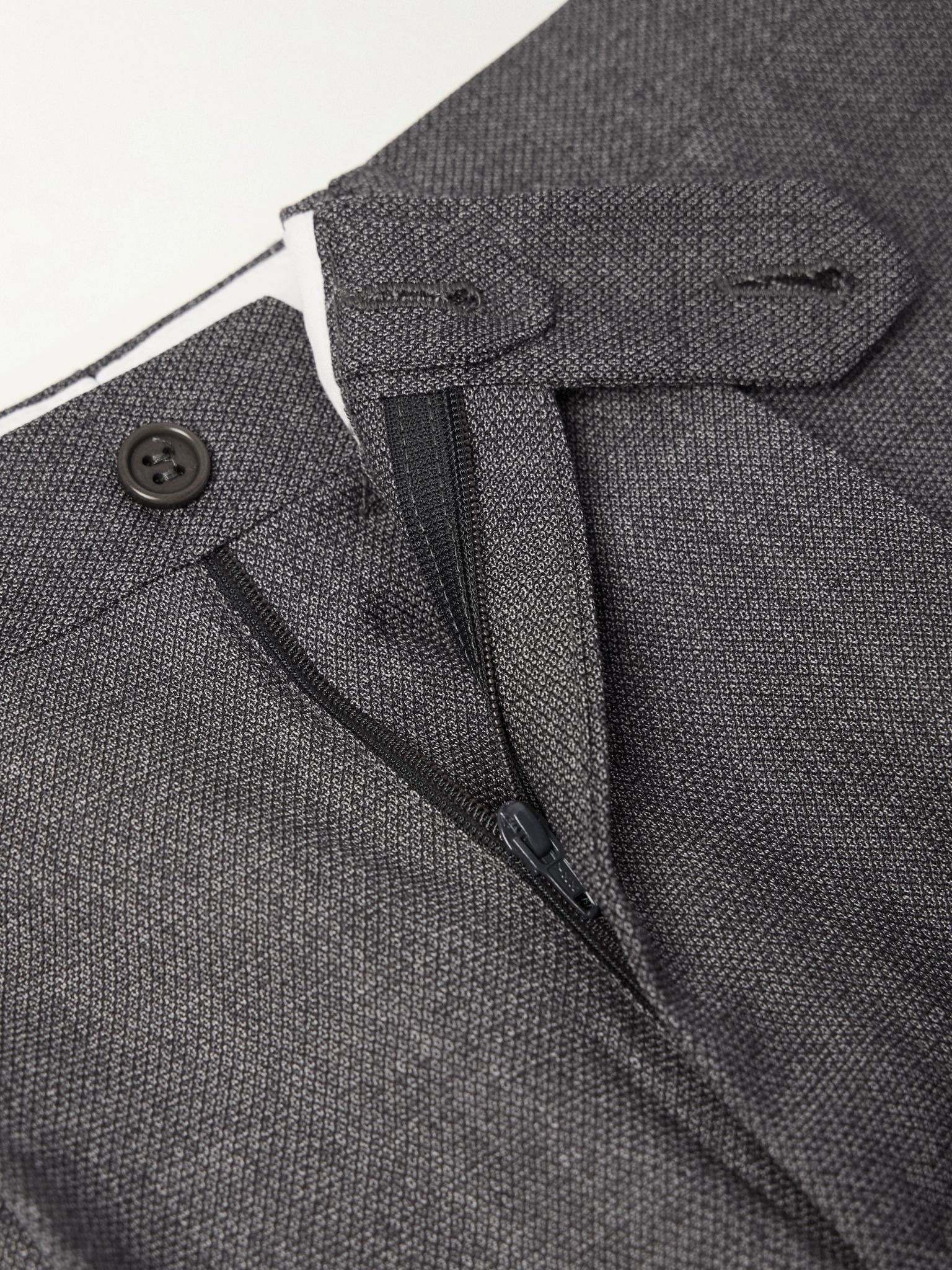 Straight-Leg Pleated Wool Suit Trousers Gray - 6