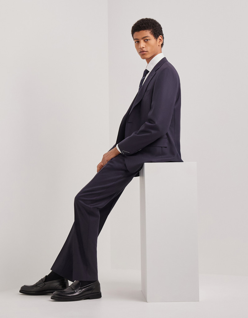 LIGHT BLUE DENIM-EFFECT WOOL REGULAR-FIT SUIT 92
