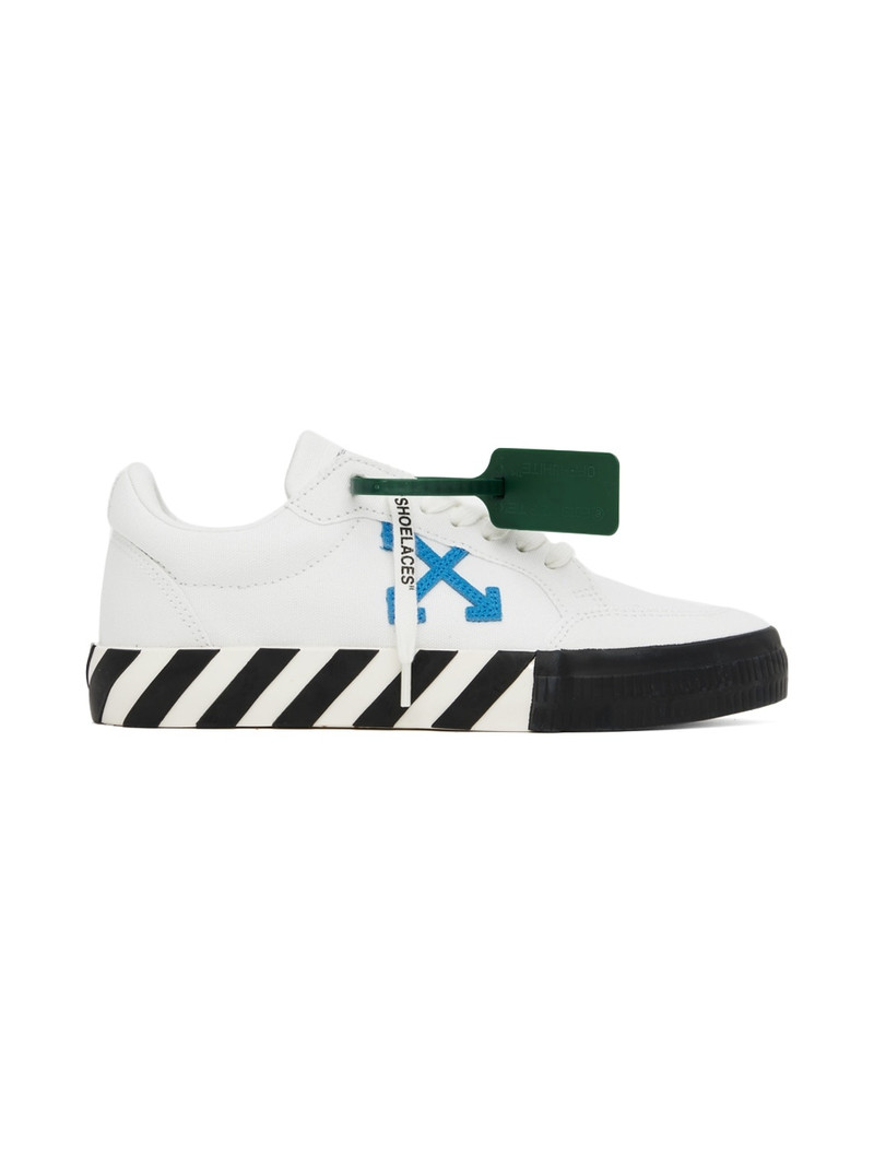 White & Blue Low Vulcanized Sneakers - 1
