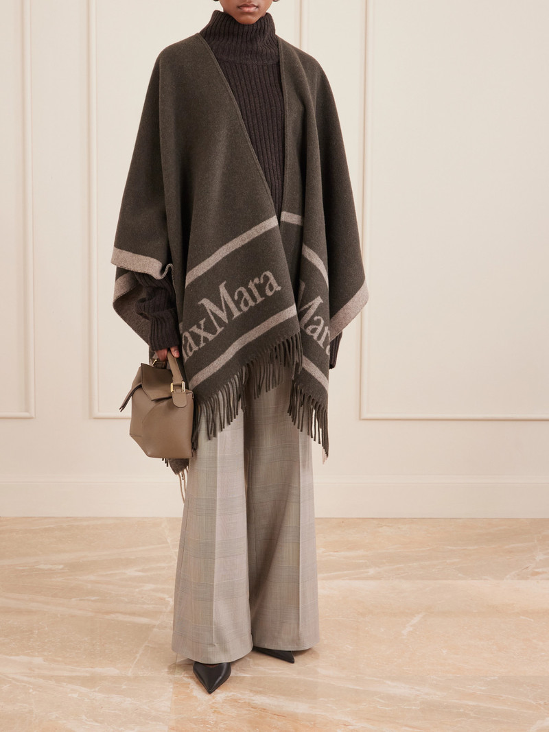 Max Mara Fringed Wool-jacquard Cape outlook