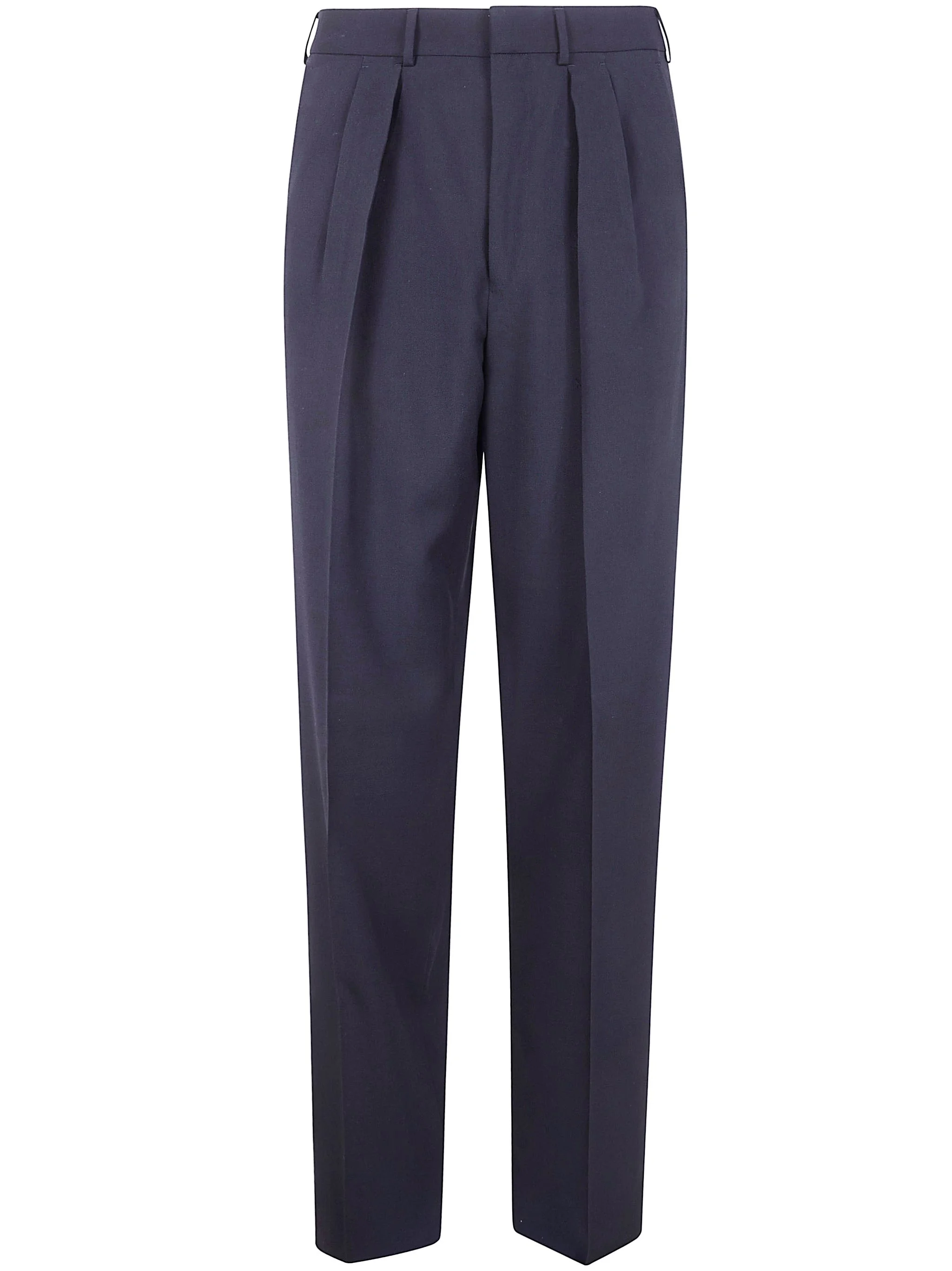 Wool Cashmere Silk Reps Double Pleat Pants - 1