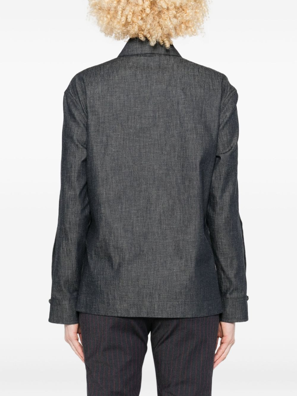 wrap-effect denim shirt - 4