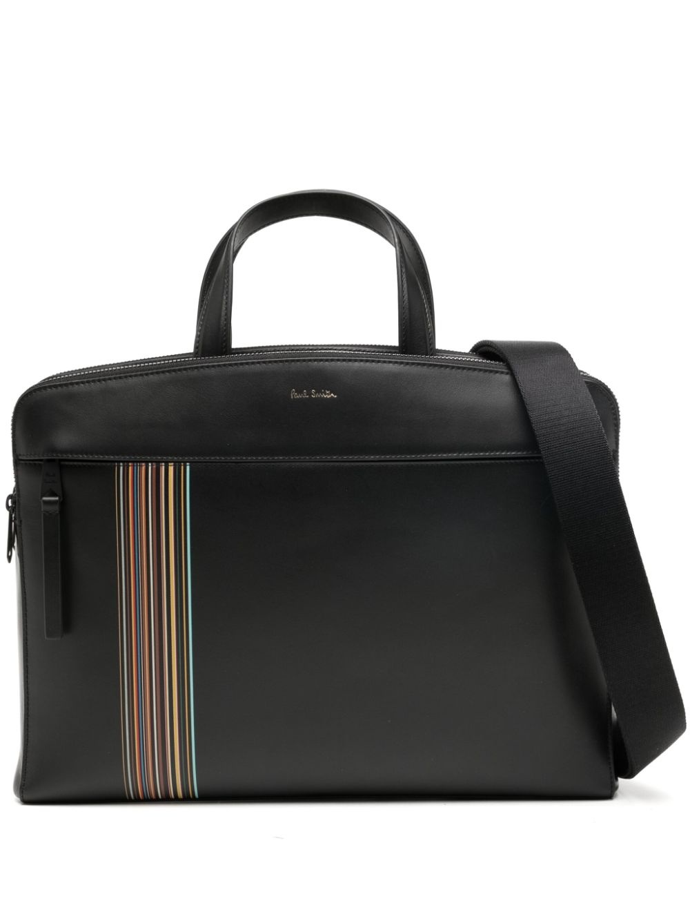 logo-print leather laptop bag - 1