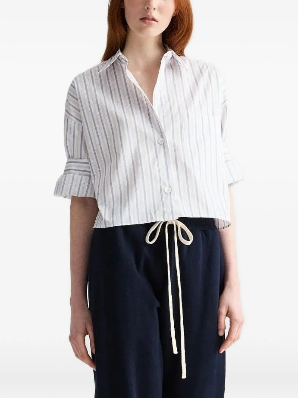striped-cropped shirt - 1