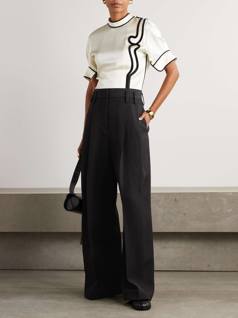 Jil Sander Pleated woven wide-leg pants Black outlook
