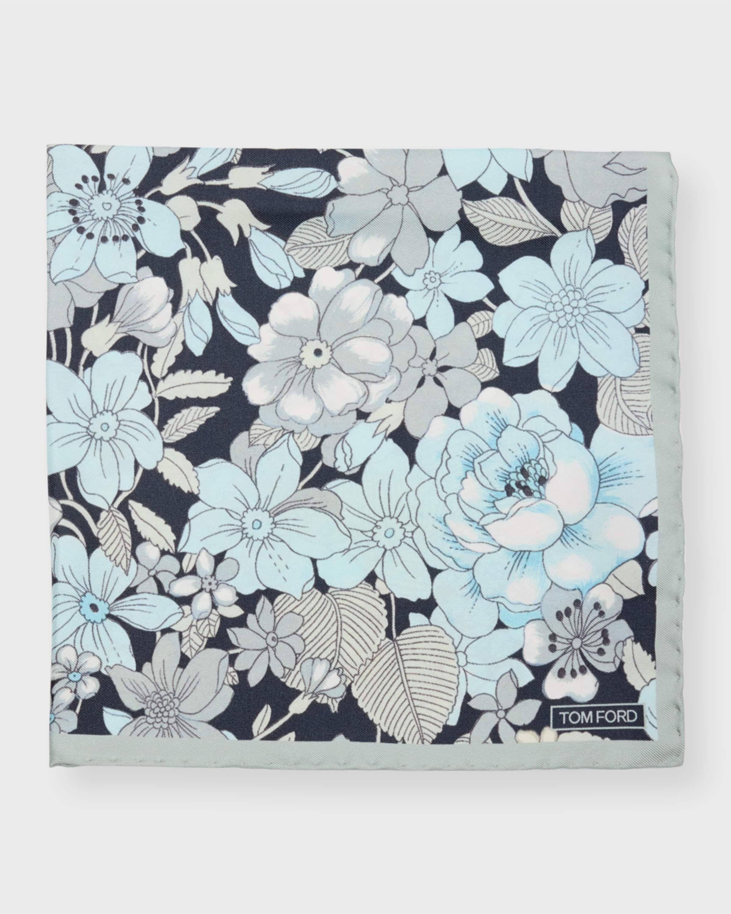 Men's Silk Twill Floral Pocket Square - 1