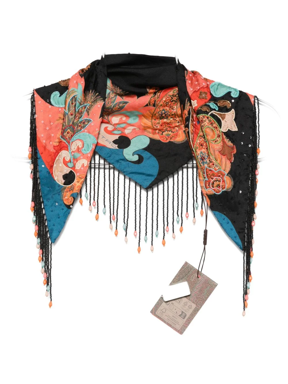 paisley-pattern beaded scarf - 1