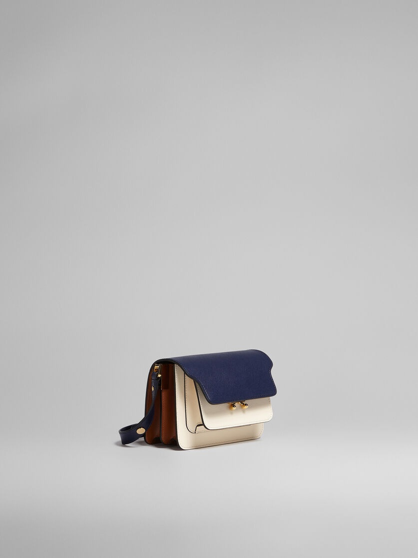 TRUNK MINI BAG IN BLUE WHITE AND BROWN SAFFIANO LEATHER - 6