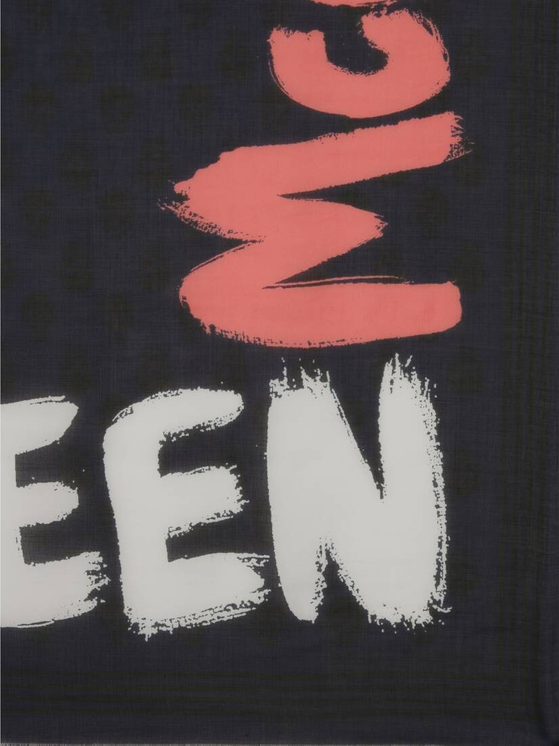 Mcqueen Graffiti Biker Skull Scarf in Navy/red 3