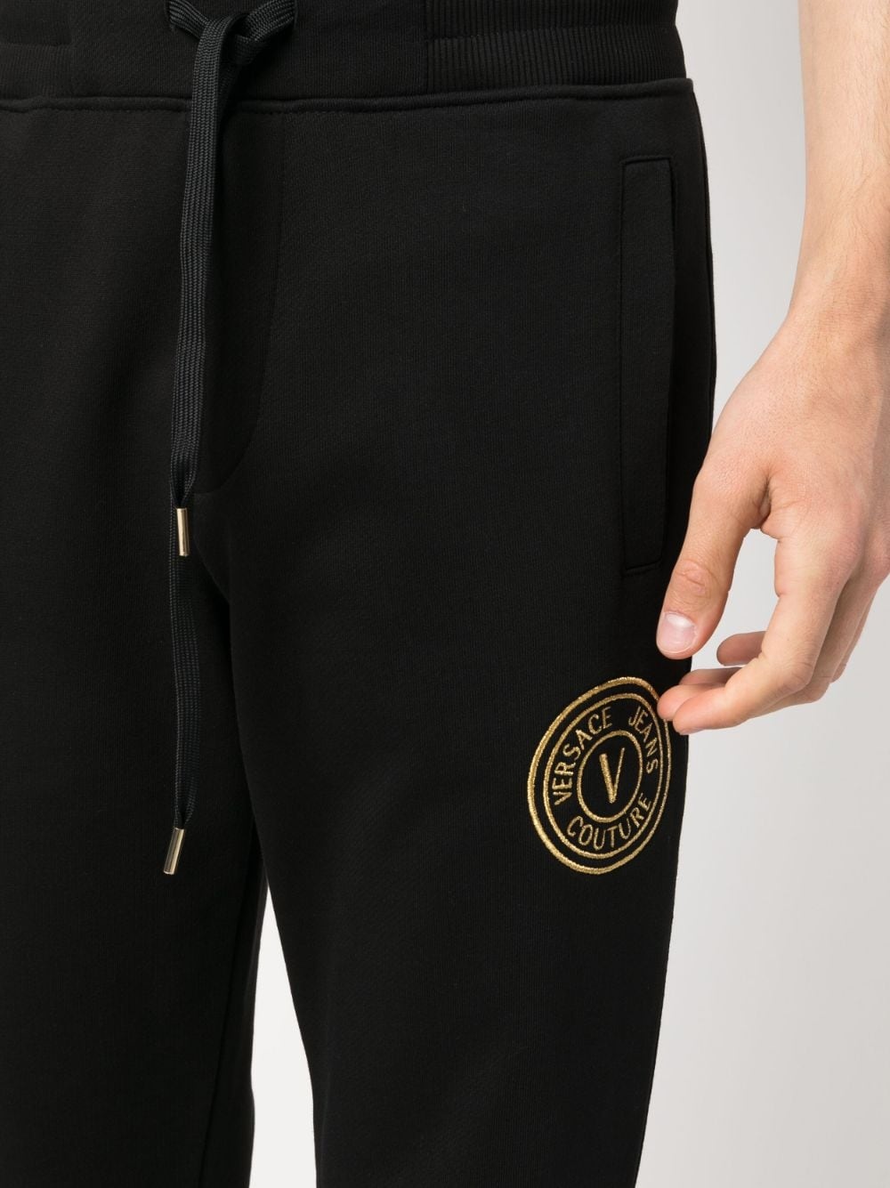 logo-embroidered cotton track trousers - 5